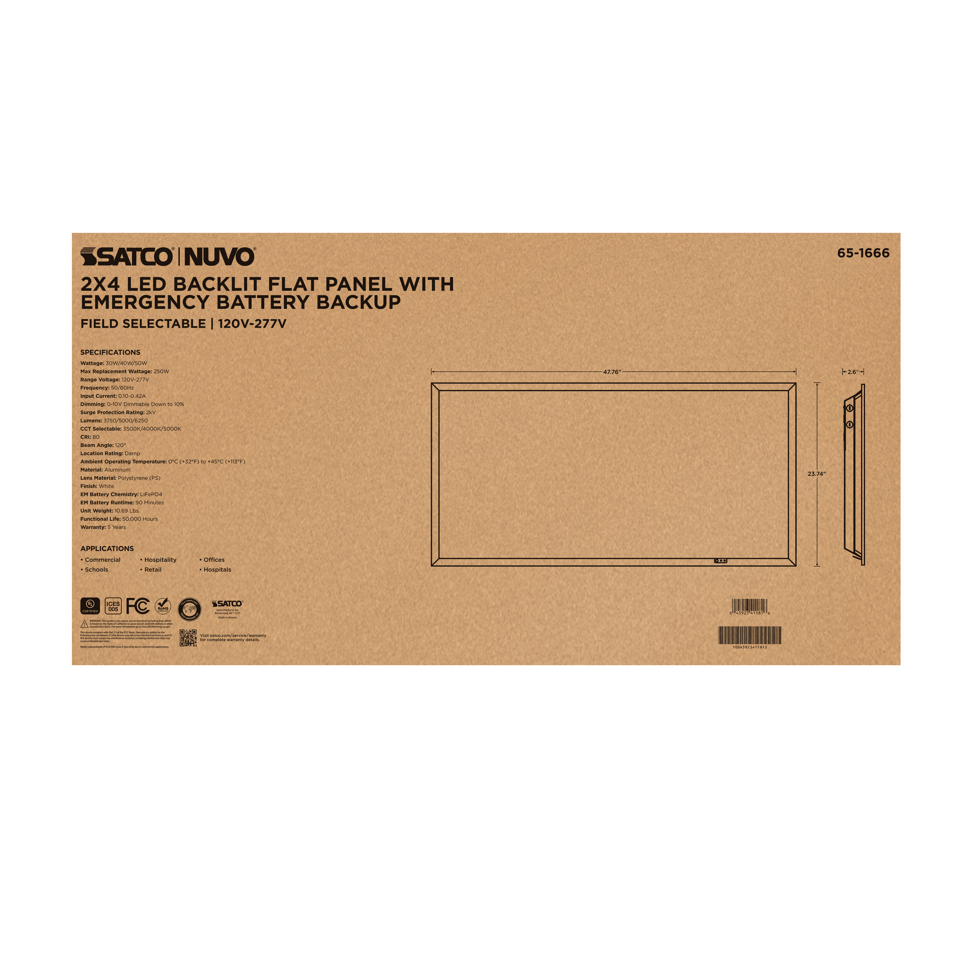 2X4 LED EM BACKLIT FLAT PANEL - 65-1666