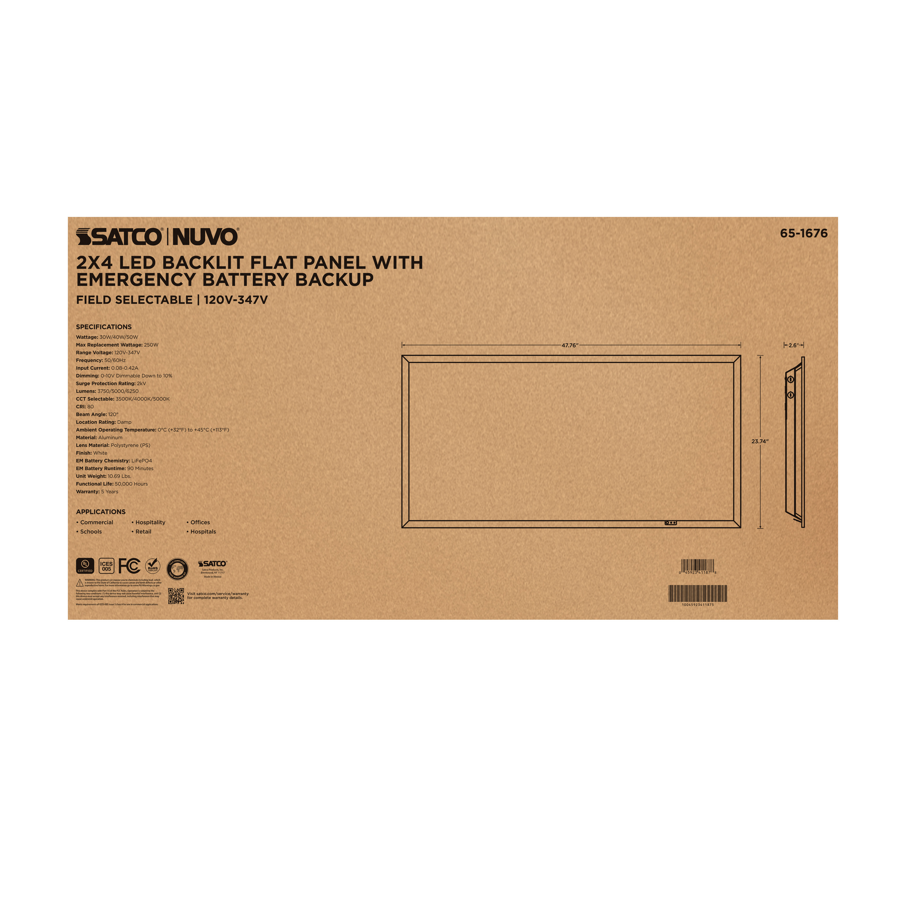 2X4 LED EM BACKLIT FLAT PANEL - 65-1676