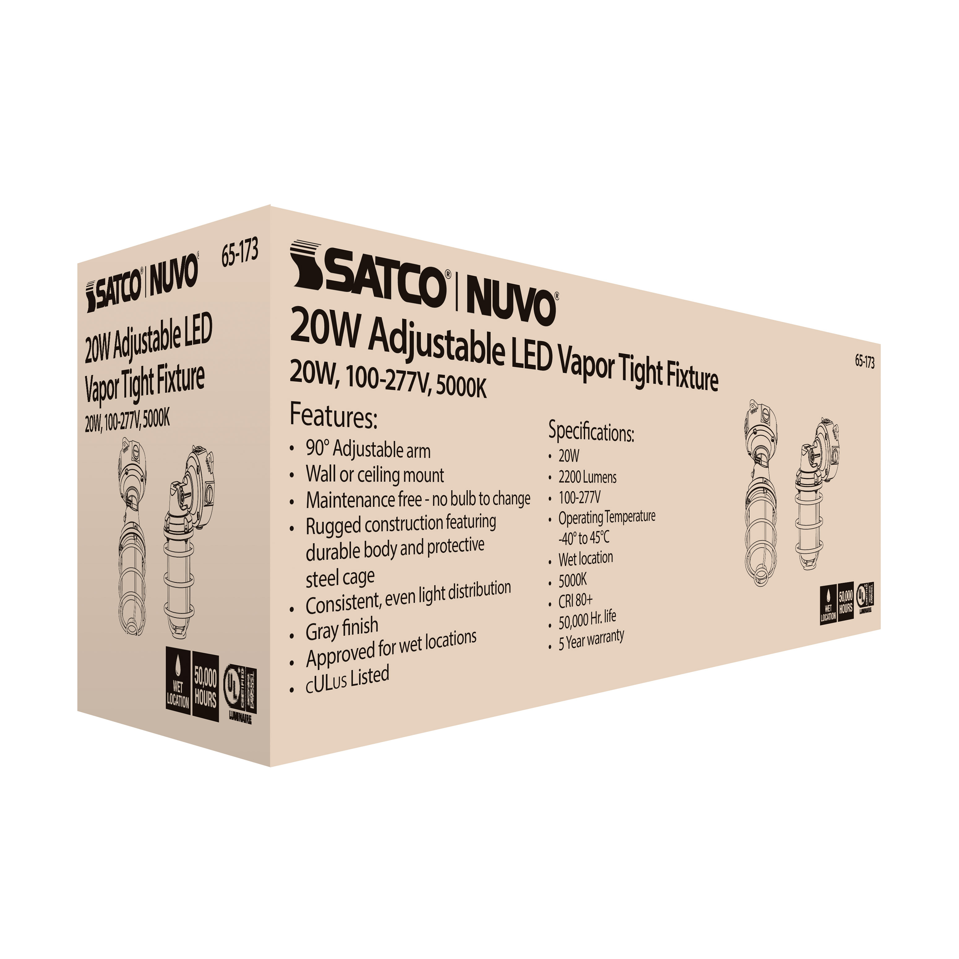 LED ADJUSTABLE VAPOR TIGHT - 65-173