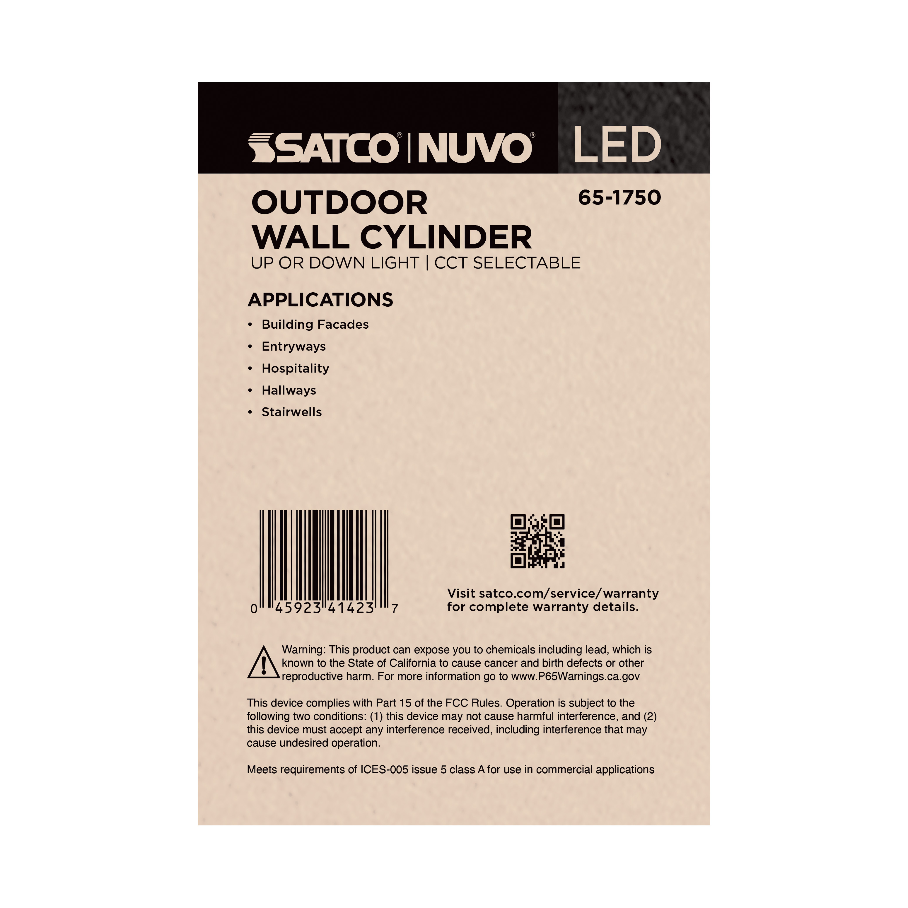 1 LT LED SM UP OR DOWN SCONCE - 65-1750