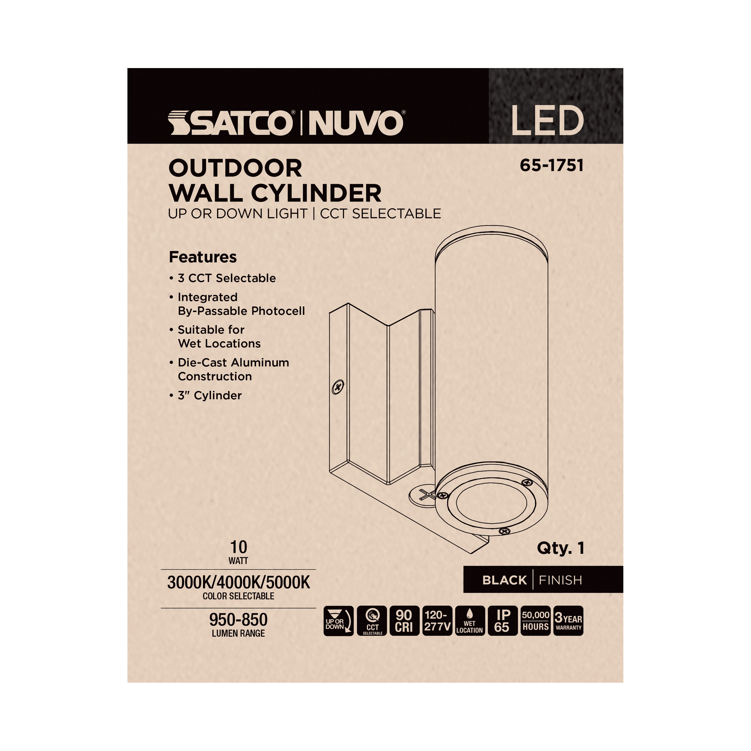 1 LT LED SM UP OR DOWN SCONCE - 65-1751