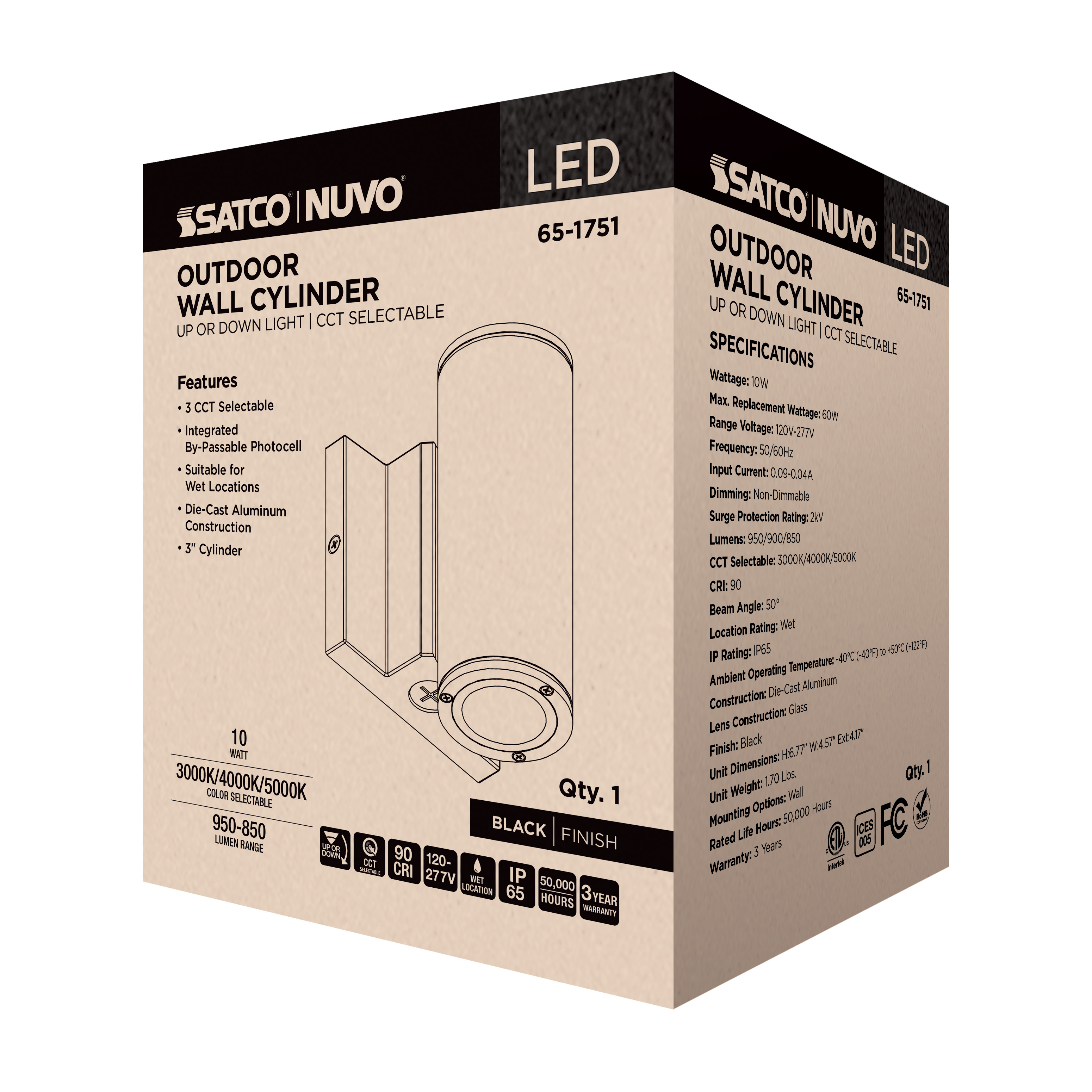 1 LT LED SM UP OR DOWN SCONCE - 65-1751