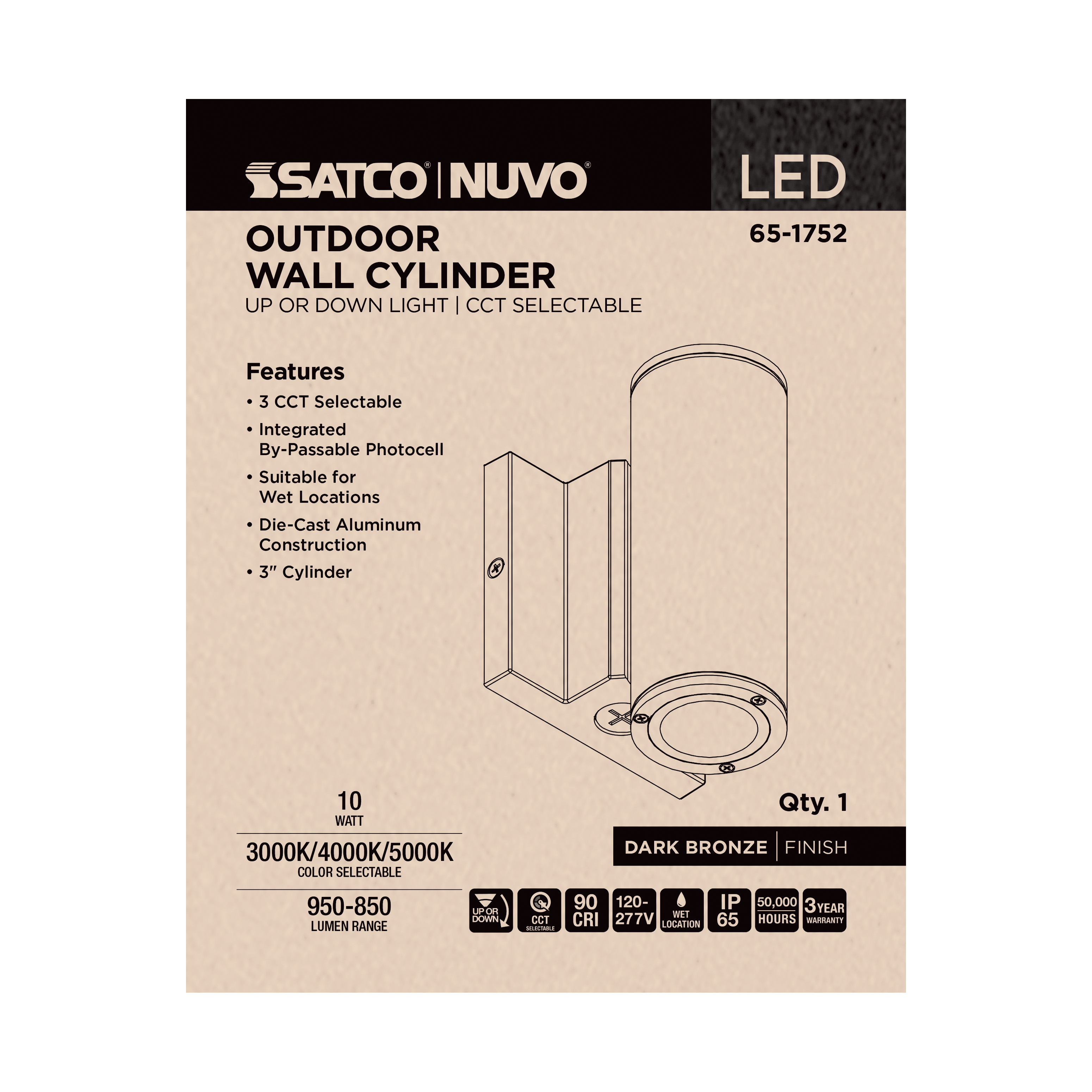 1 LT LED SM UP OR DOWN SCONCE - 65-1752