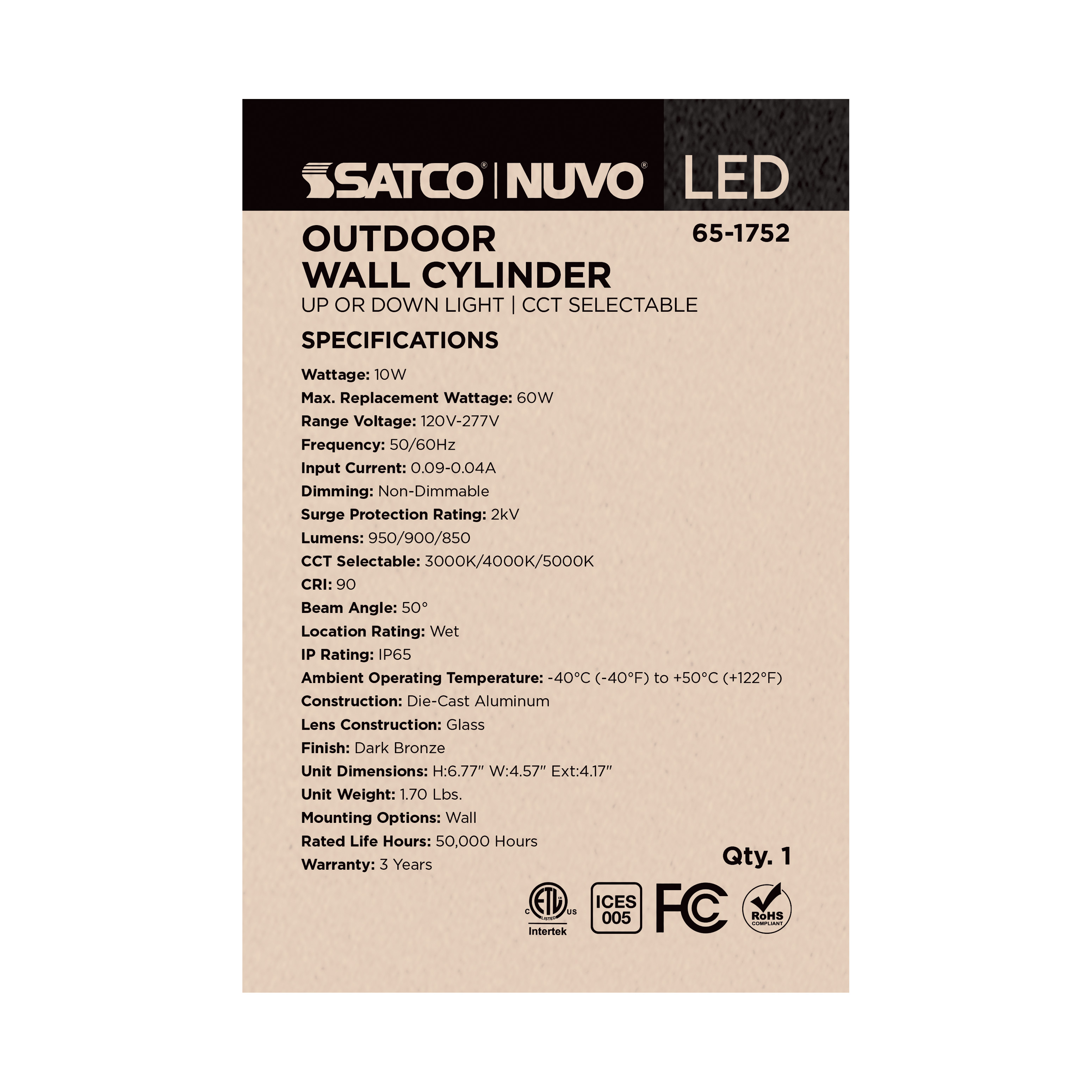 1 LT LED SM UP OR DOWN SCONCE - 65-1752