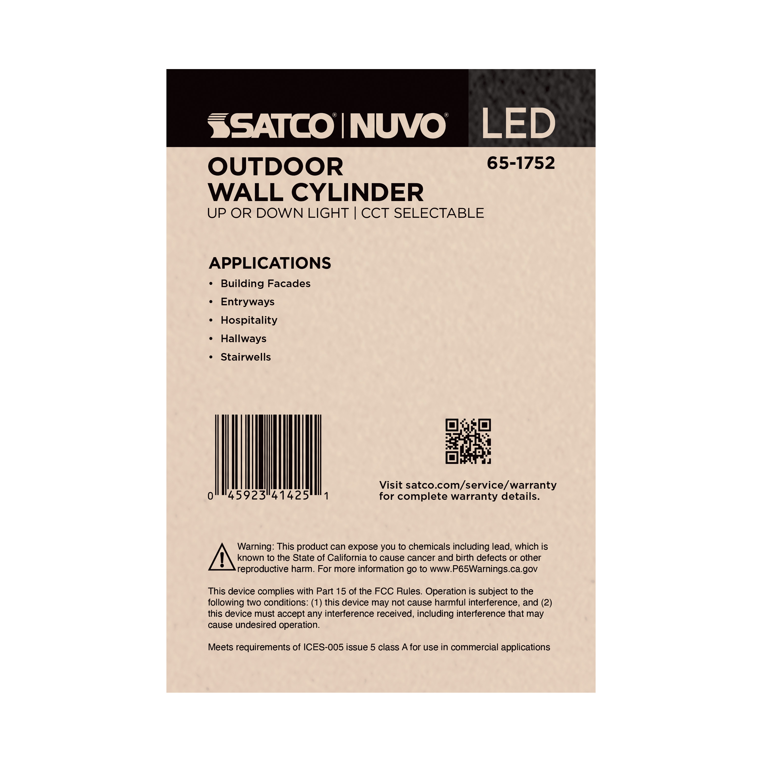1 LT LED SM UP OR DOWN SCONCE - 65-1752