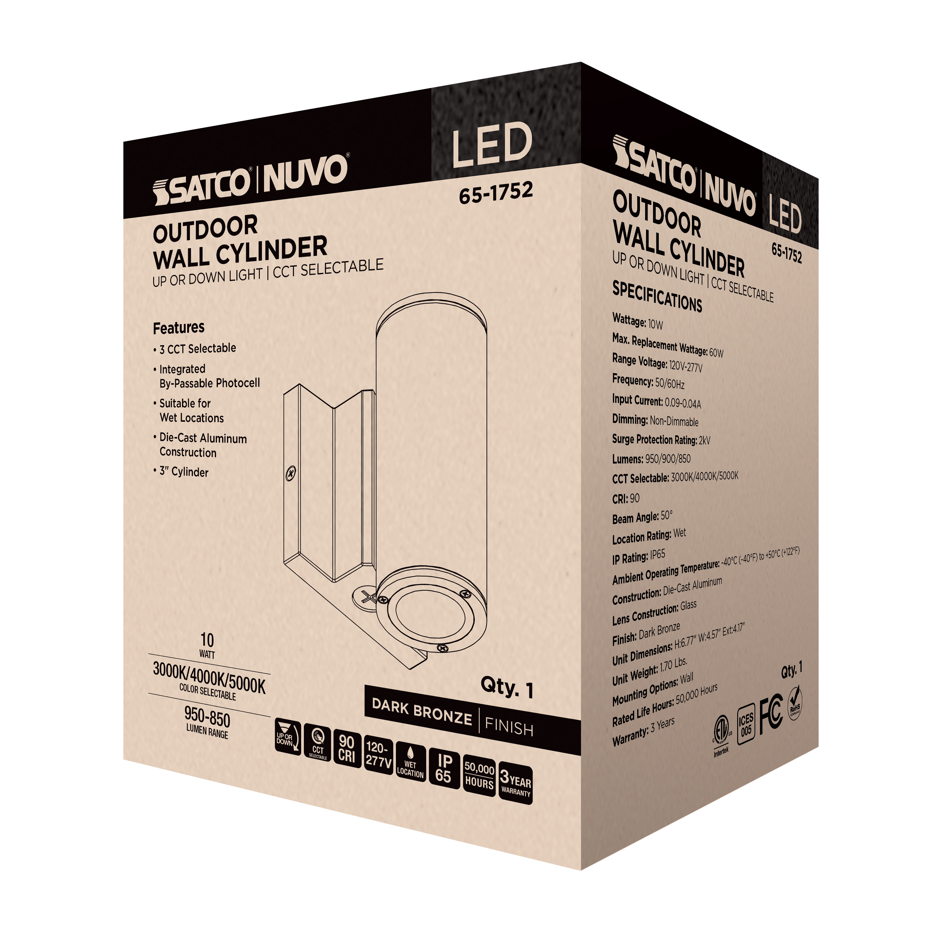 1 LT LED SM UP OR DOWN SCONCE - 65-1752