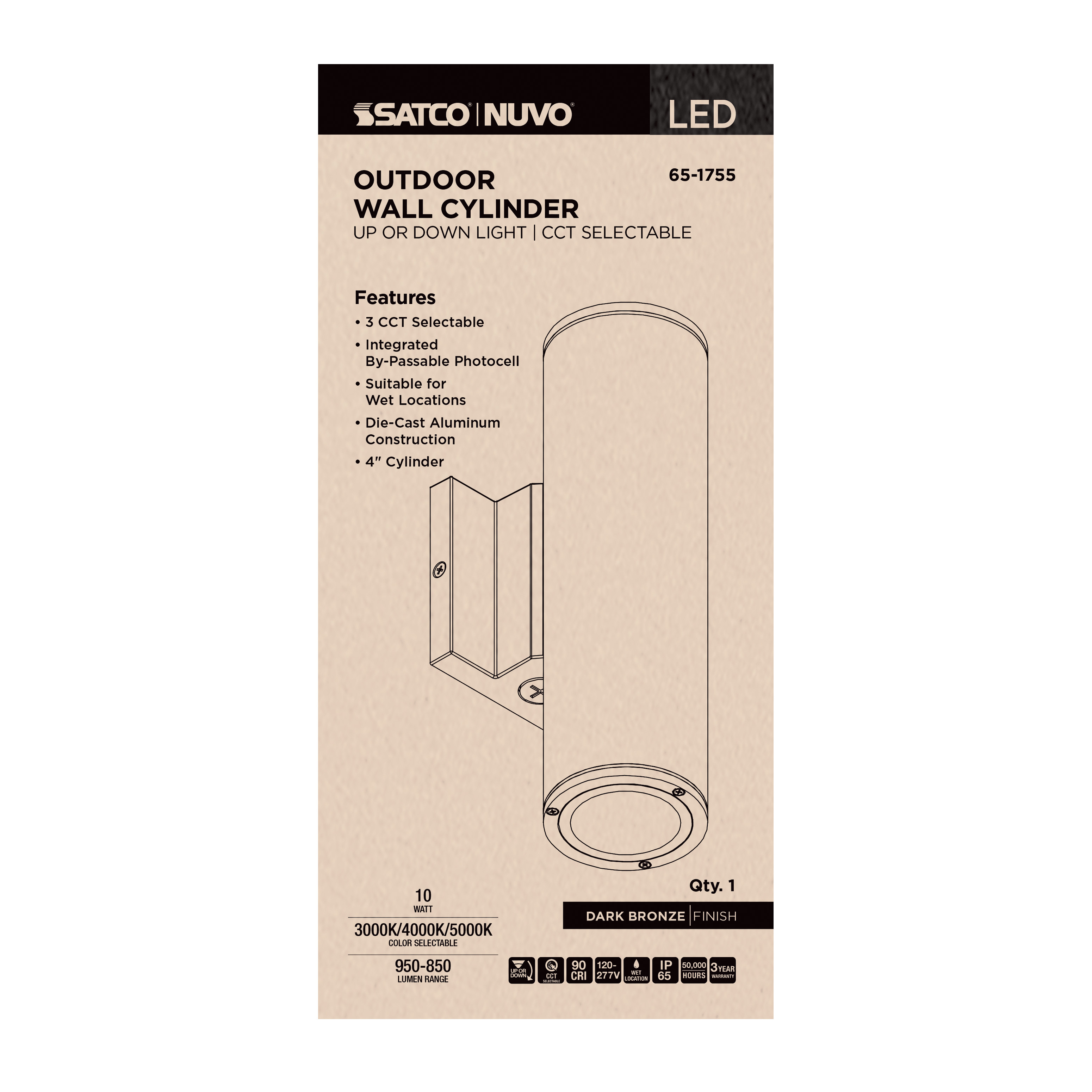 1 LT LED MD UP OR DOWN SCONCE - 65-1755