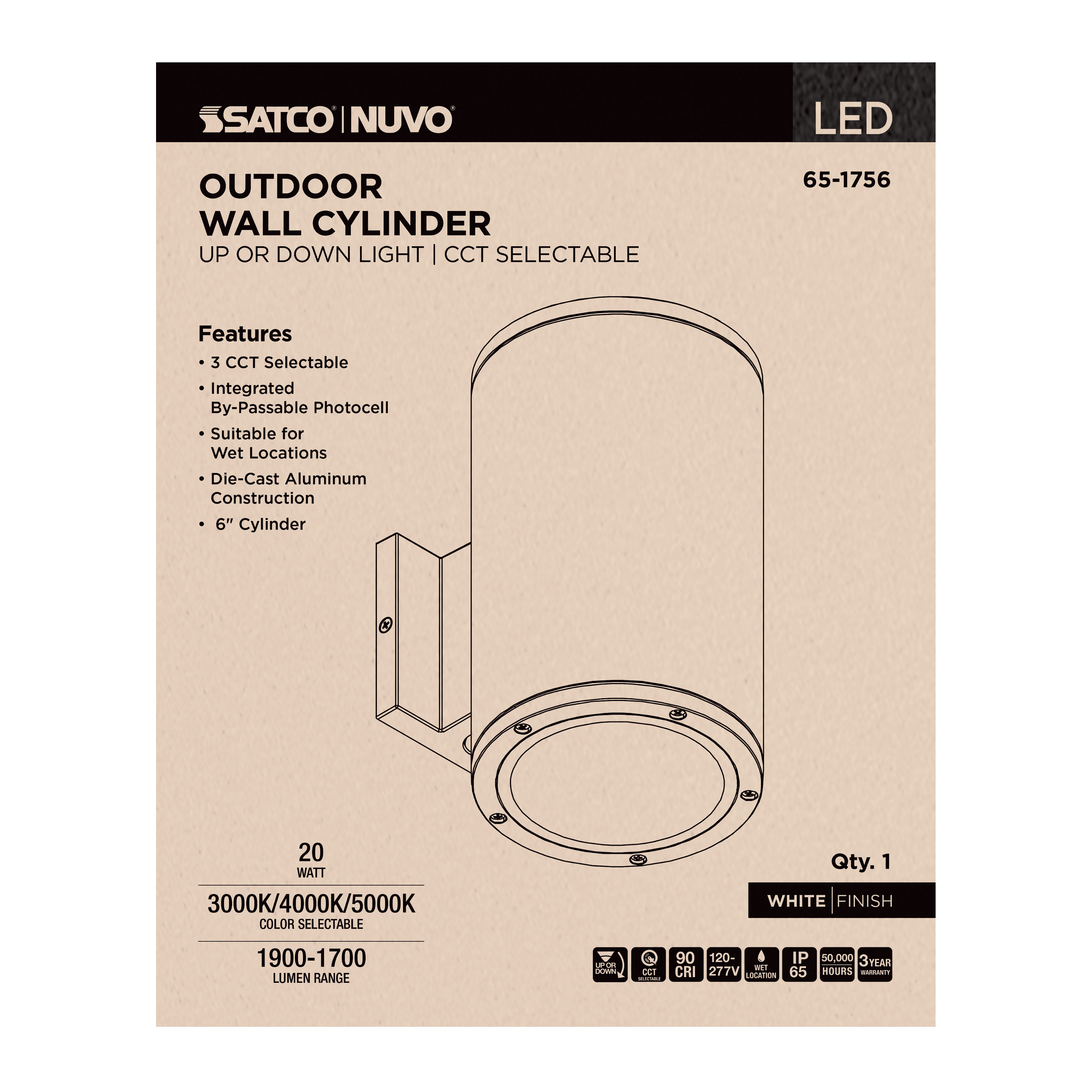 1 LT LED LG UP OR DOWN SCONCE - 65-1756