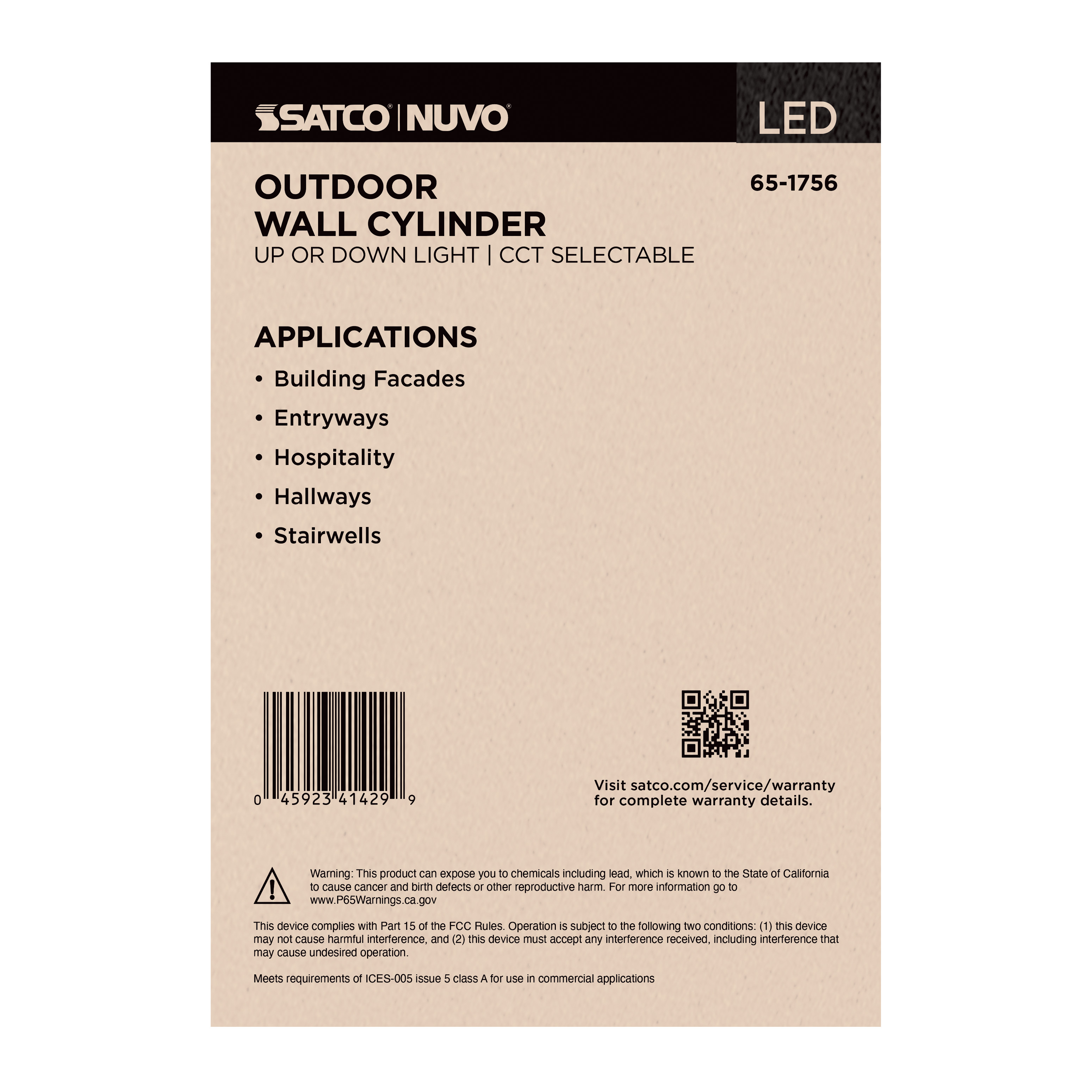 1 LT LED LG UP OR DOWN SCONCE - 65-1756