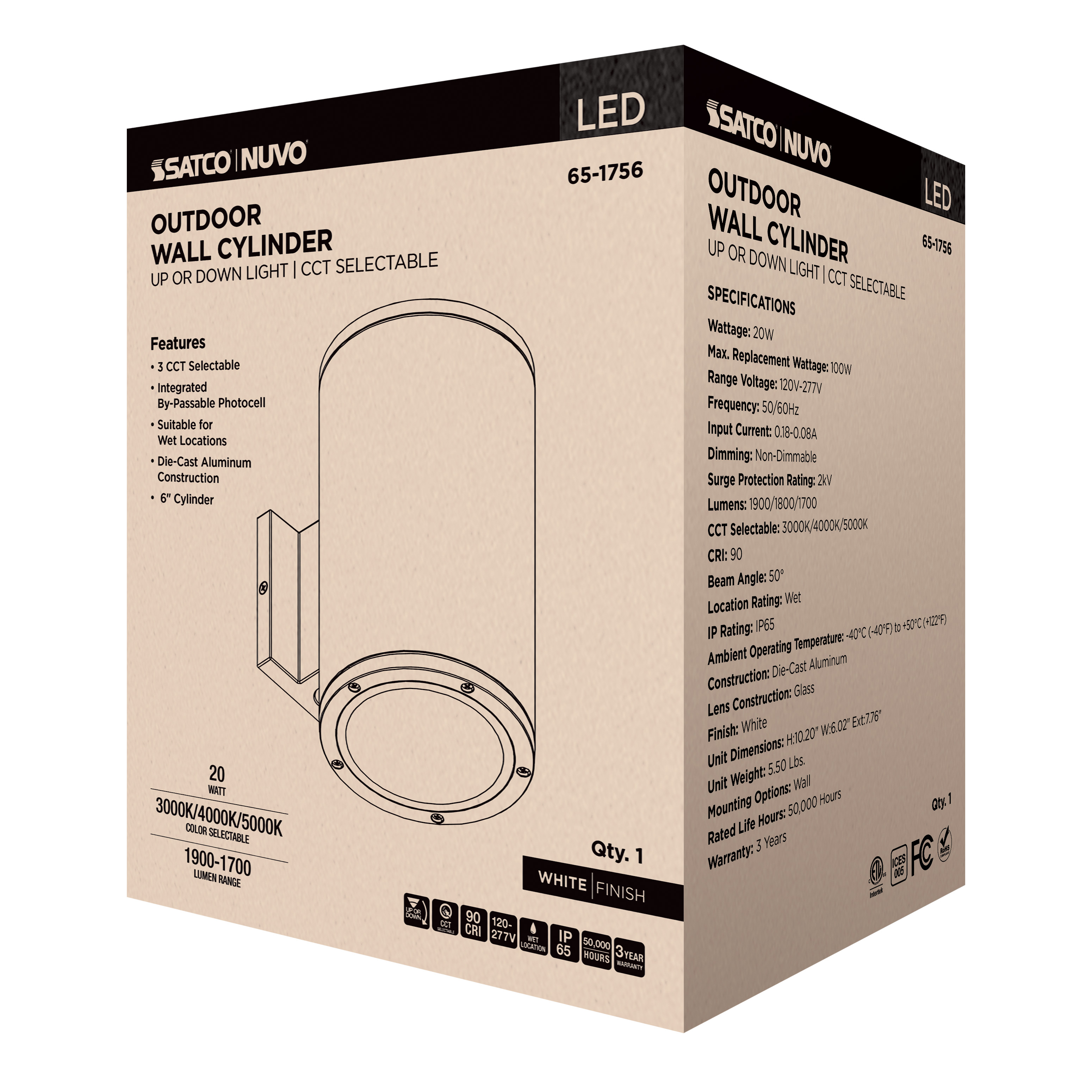 1 LT LED LG UP OR DOWN SCONCE - 65-1756