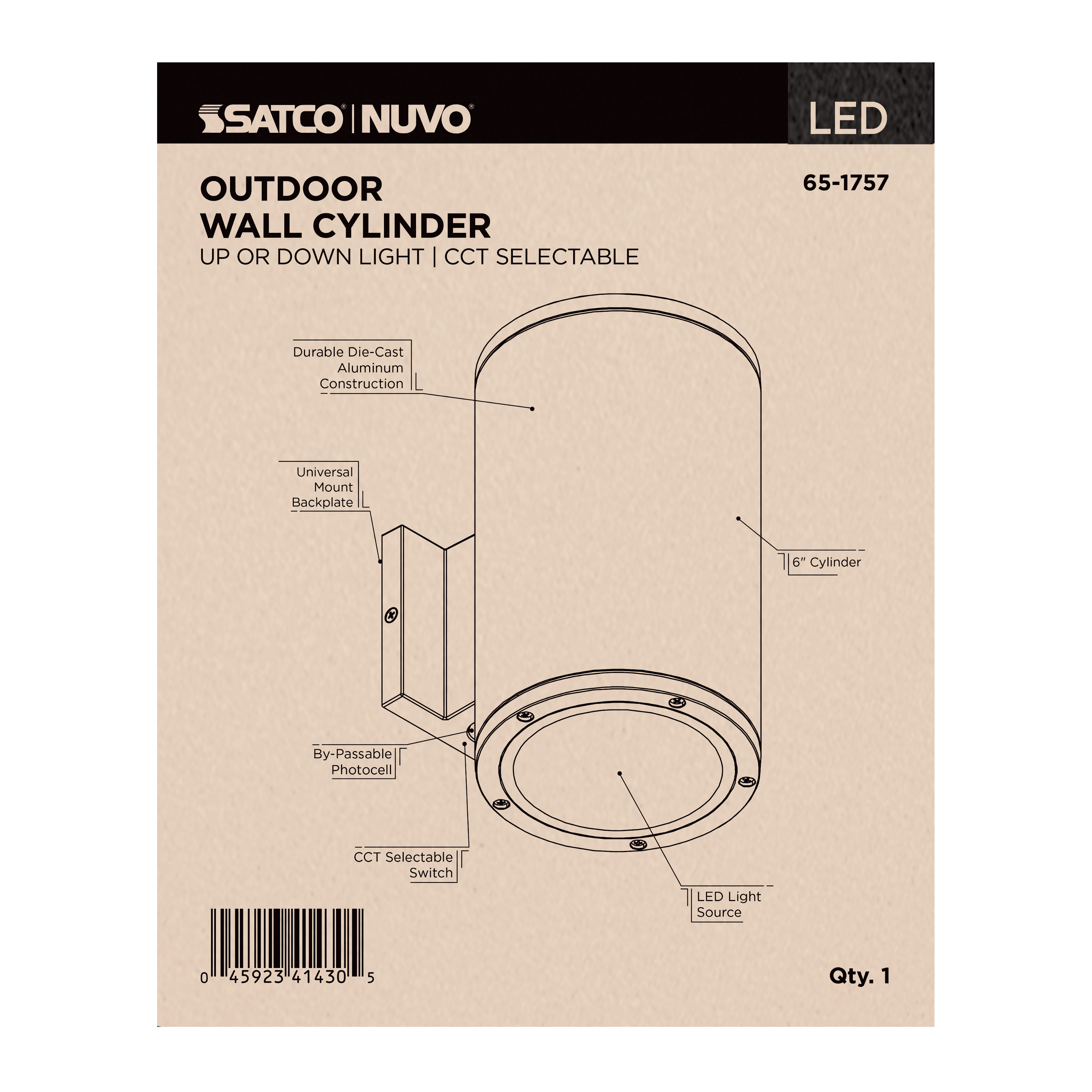1 LT LED LG UP OR DOWN SCONCE - 65-1757