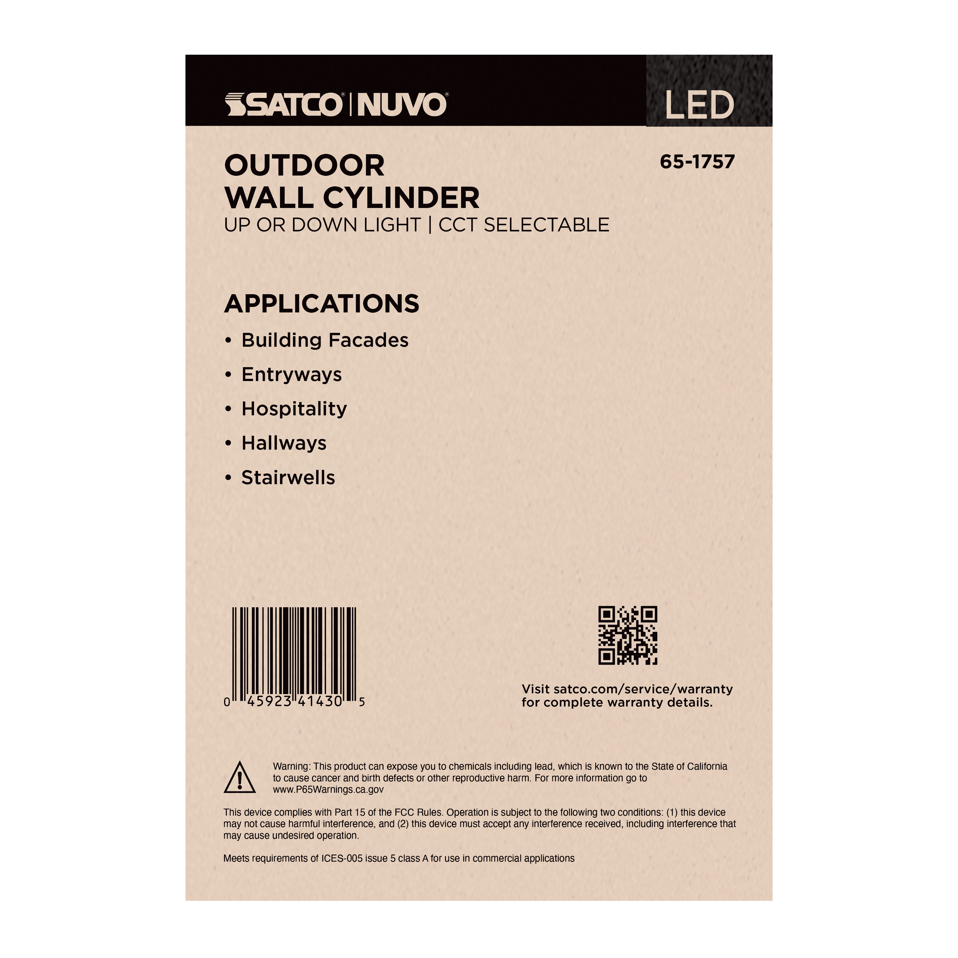 1 LT LED LG UP OR DOWN SCONCE - 65-1757