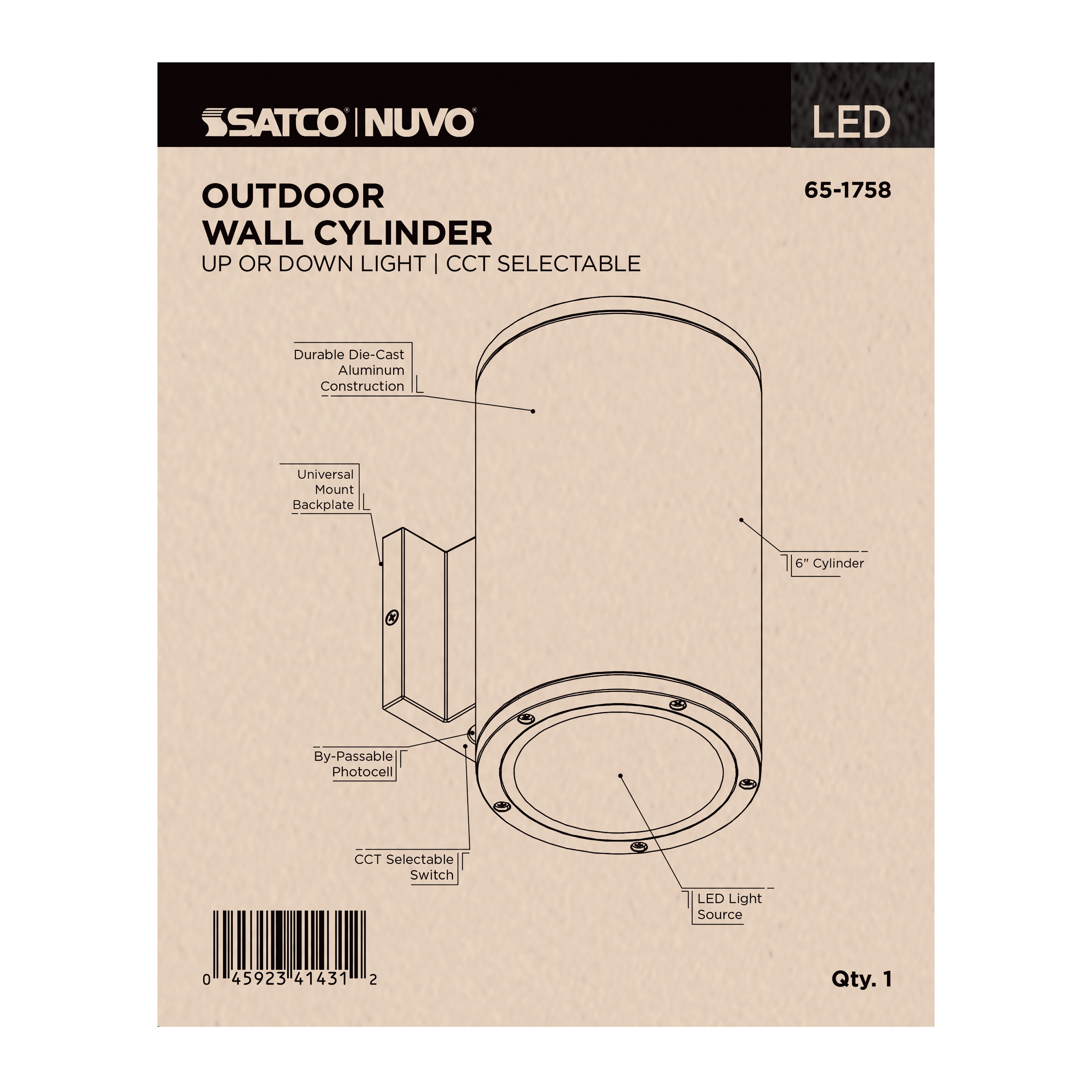 1 LT LED LG UP OR DOWN SCONCE - 65-1758