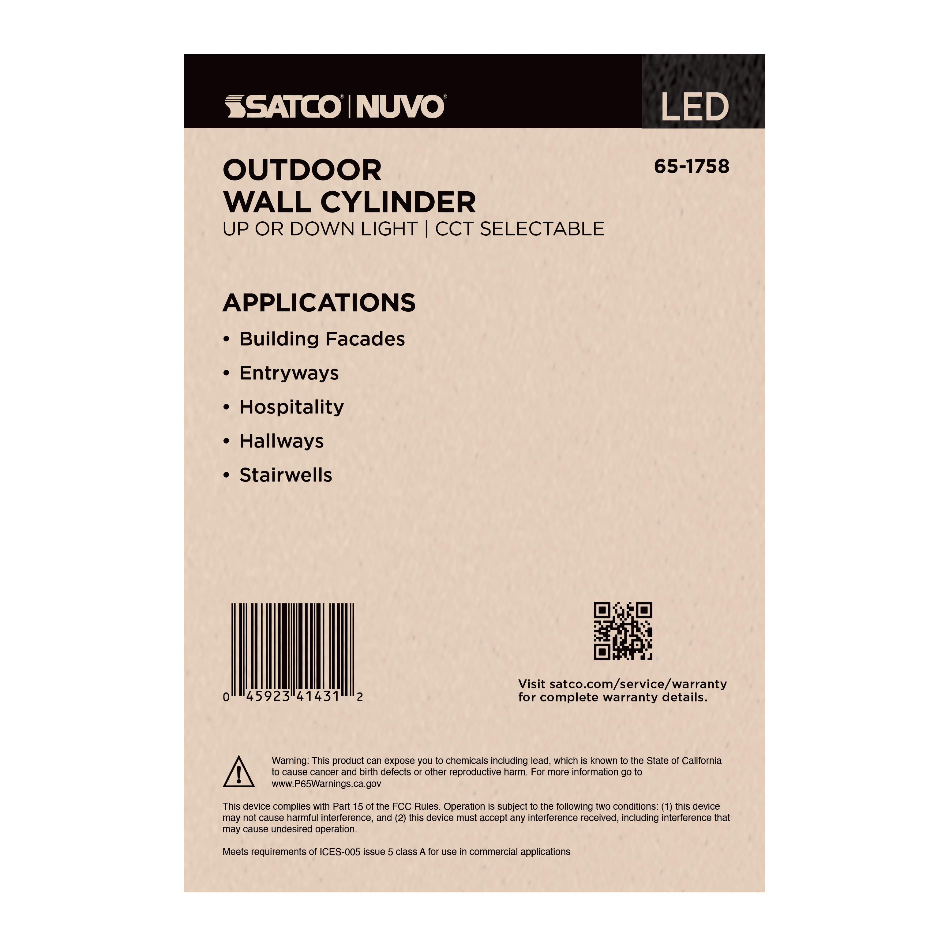 1 LT LED LG UP OR DOWN SCONCE - 65-1758