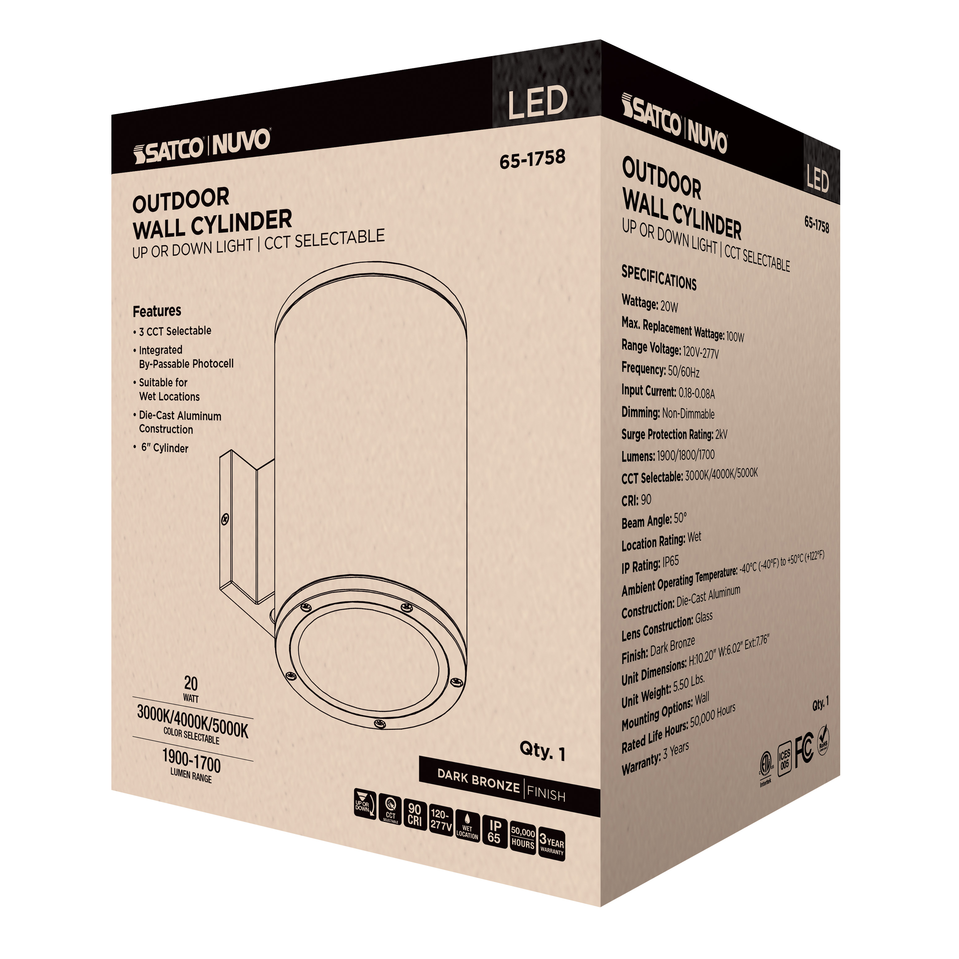 1 LT LED LG UP OR DOWN SCONCE - 65-1758