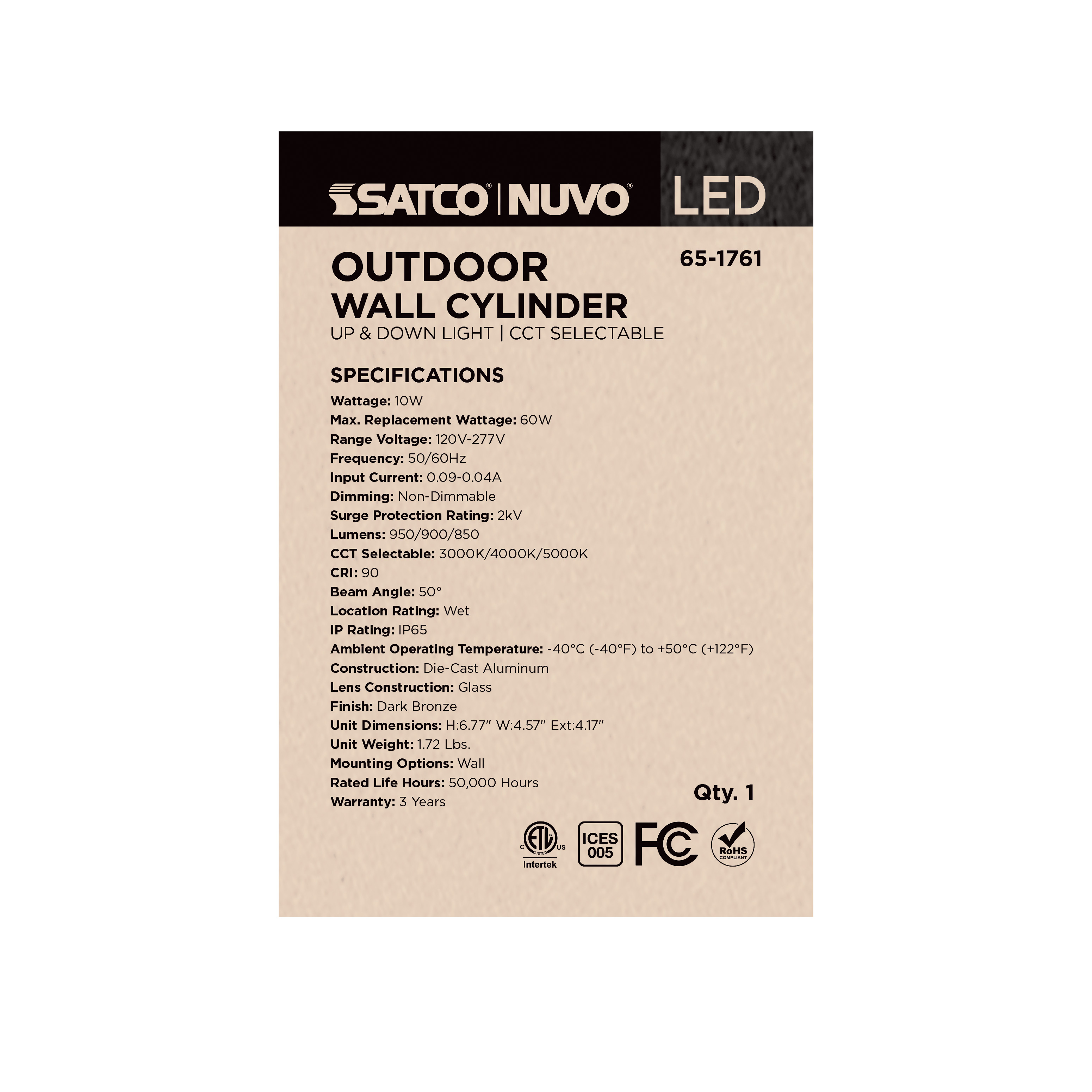 2 LT LED SM UP & DOWN SCONCE - 65-1761