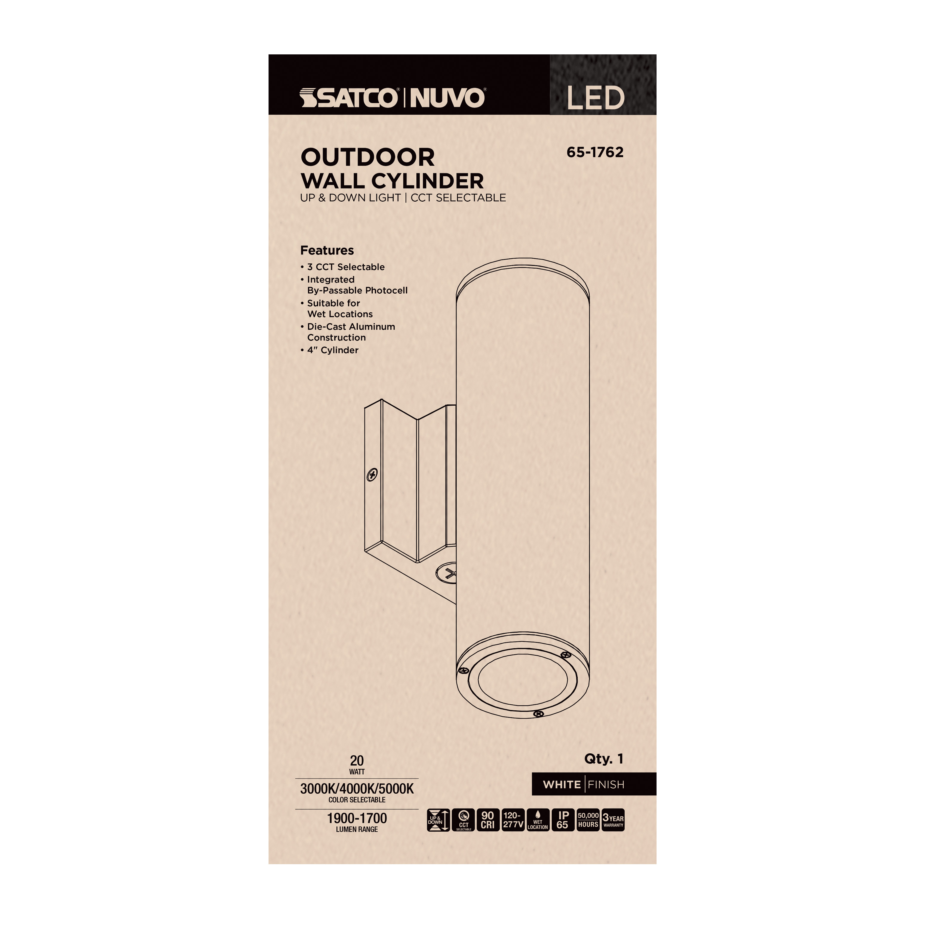2 LT LED MD UP & DOWN SCONCE - 65-1762