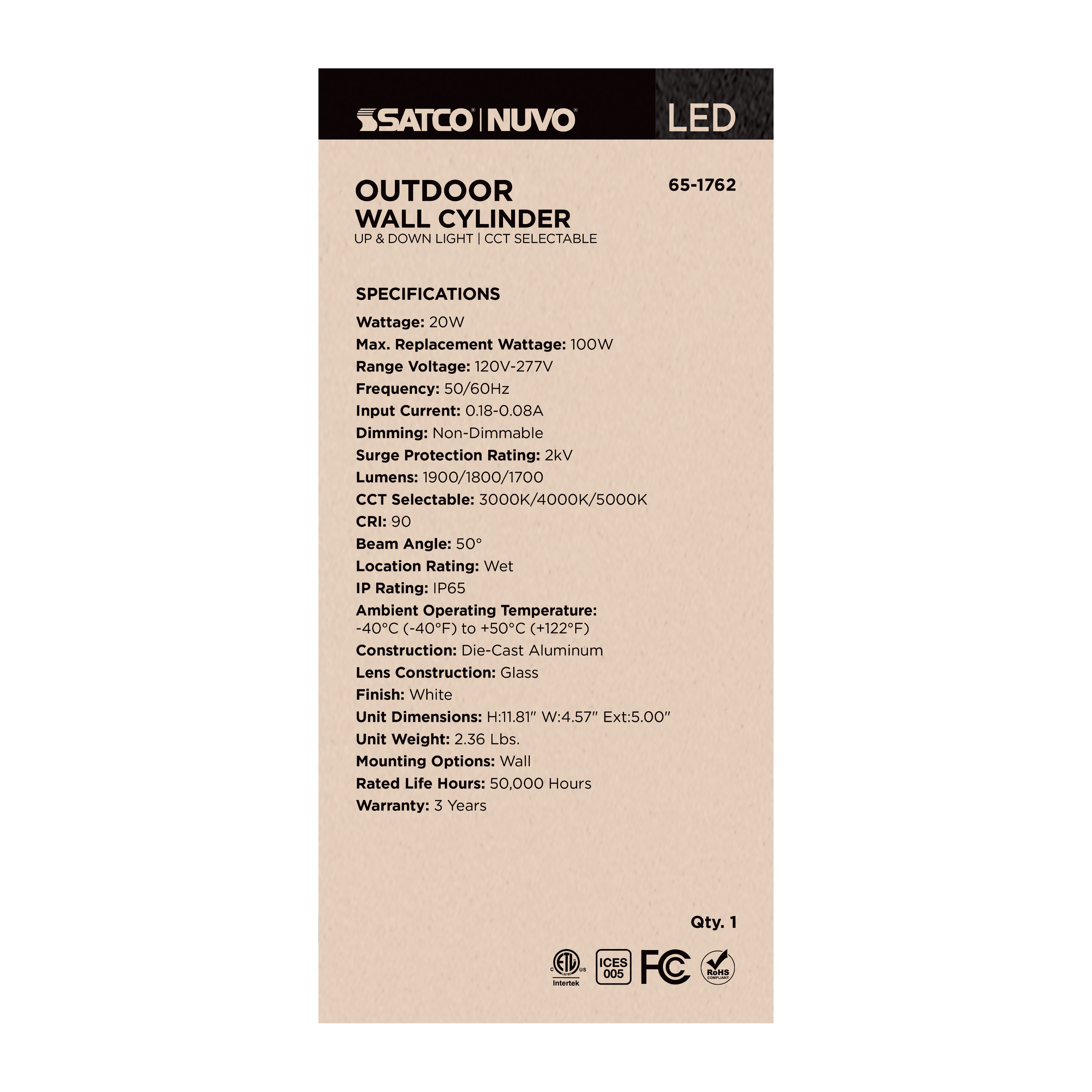 2 LT LED MD UP & DOWN SCONCE - 65-1762