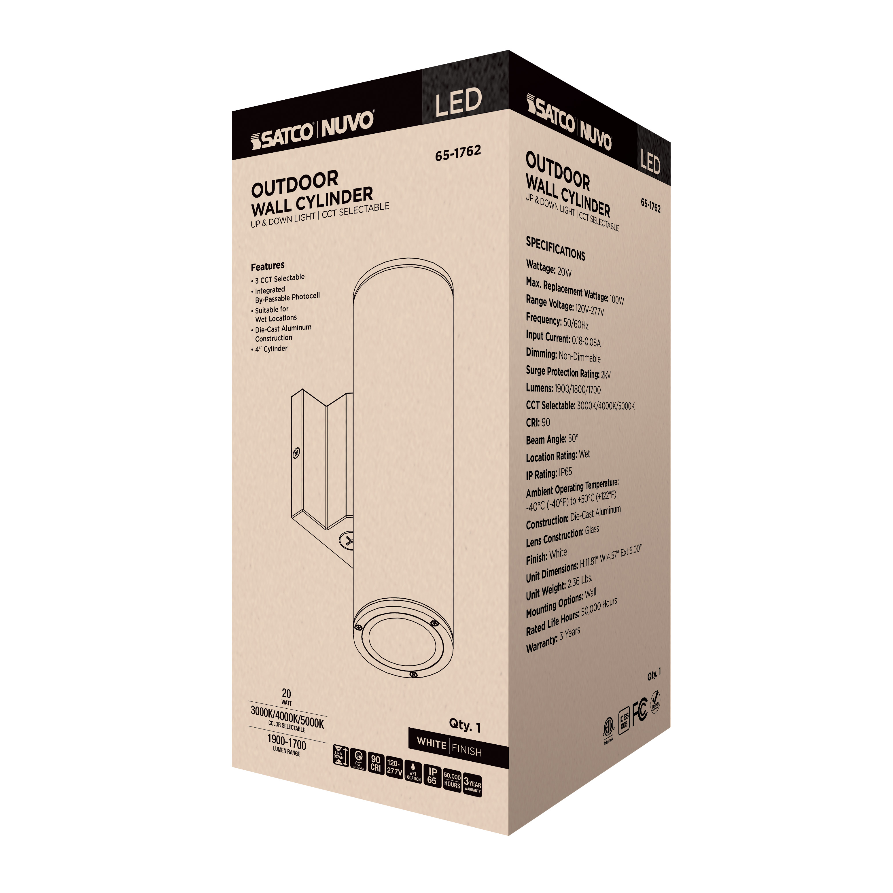 2 LT LED MD UP & DOWN SCONCE - 65-1762