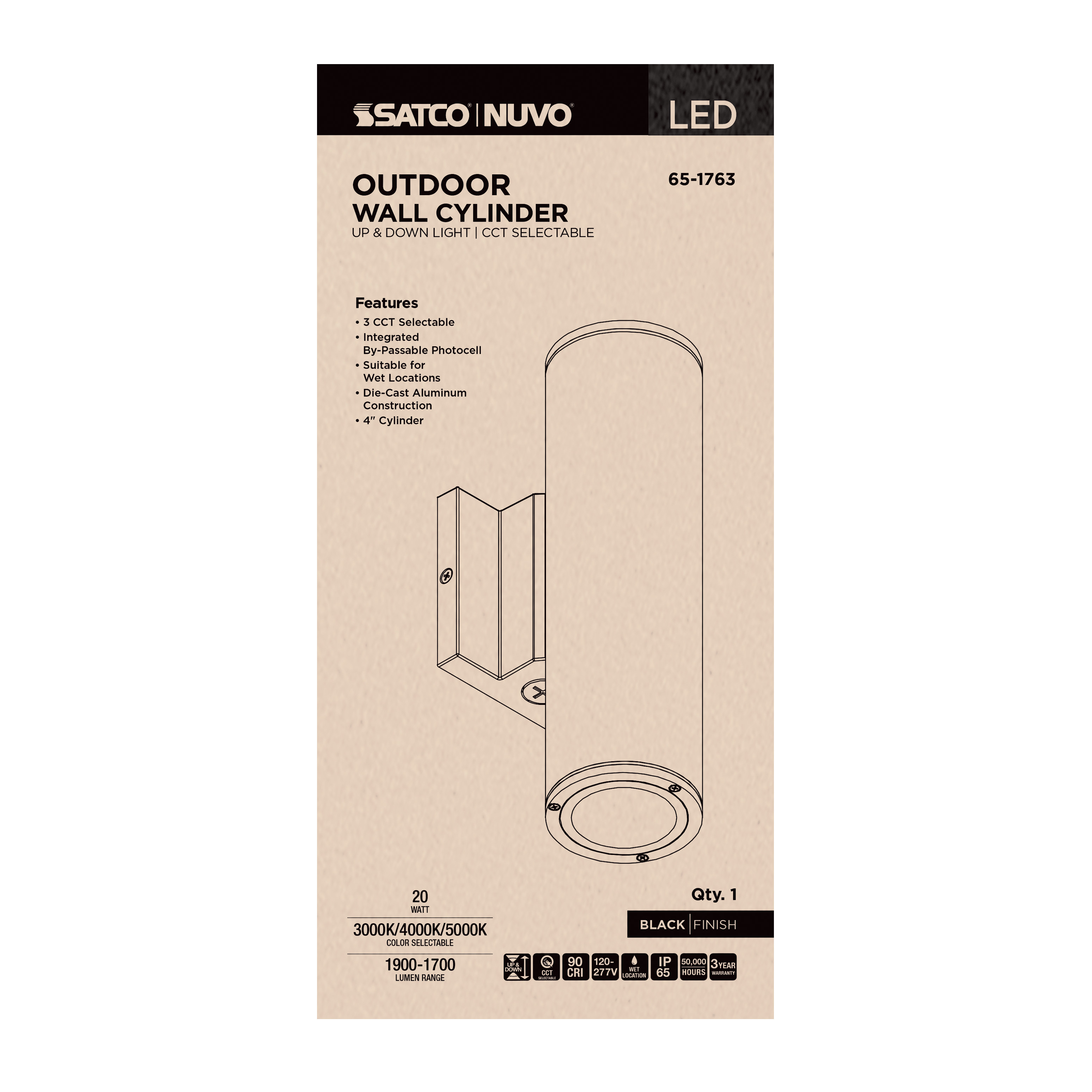 2 LT LED MD UP & DOWN SCONCE - 65-1763