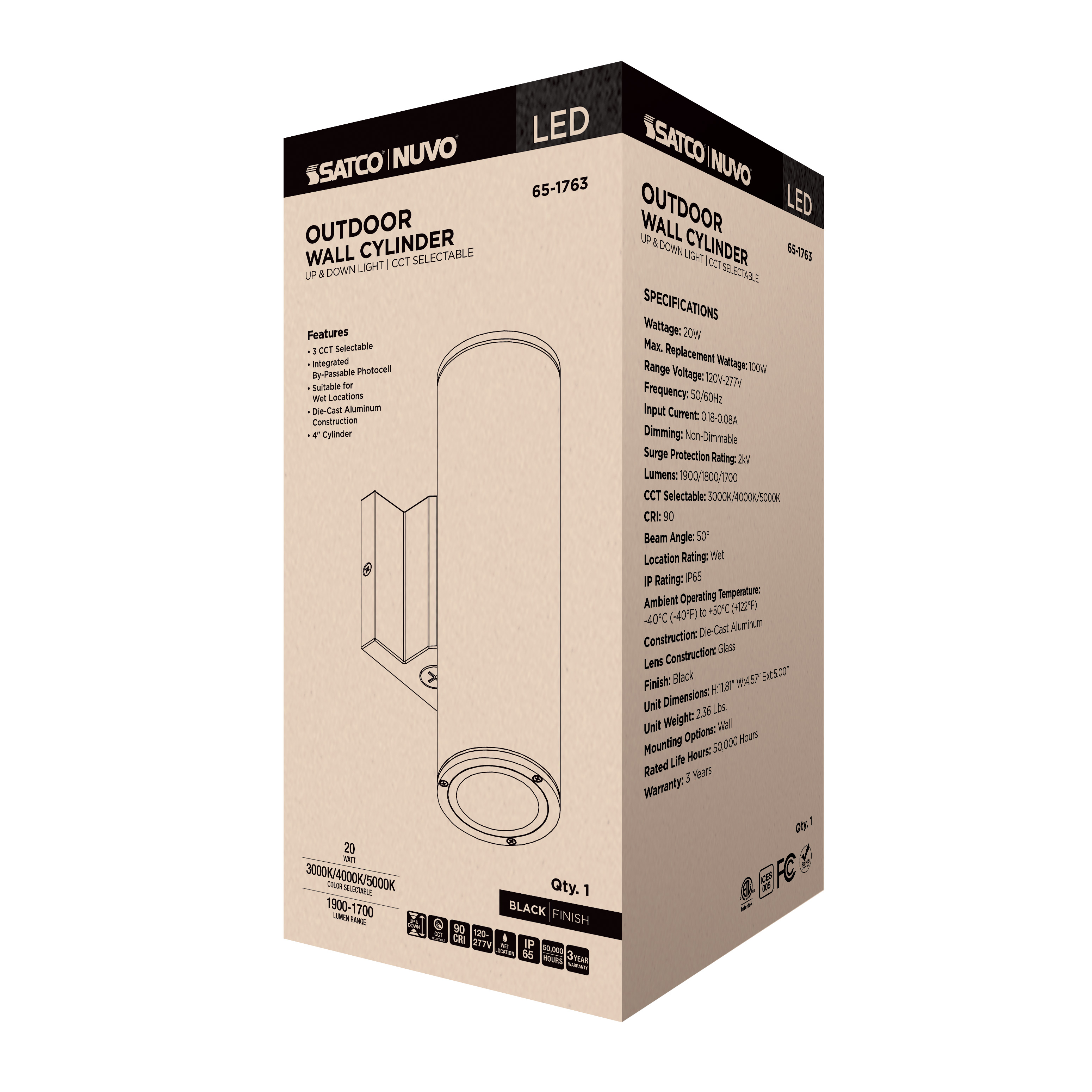 2 LT LED MD UP & DOWN SCONCE - 65-1763