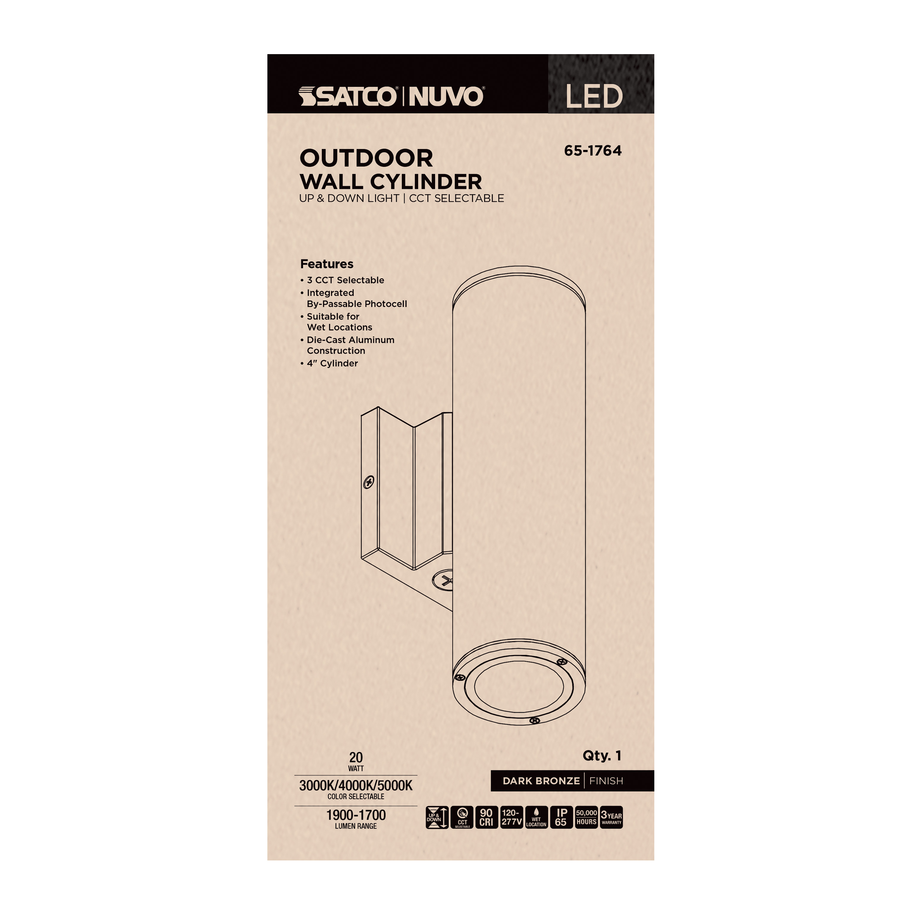 2 LT LED MD UP & DOWN SCONCE - 65-1764
