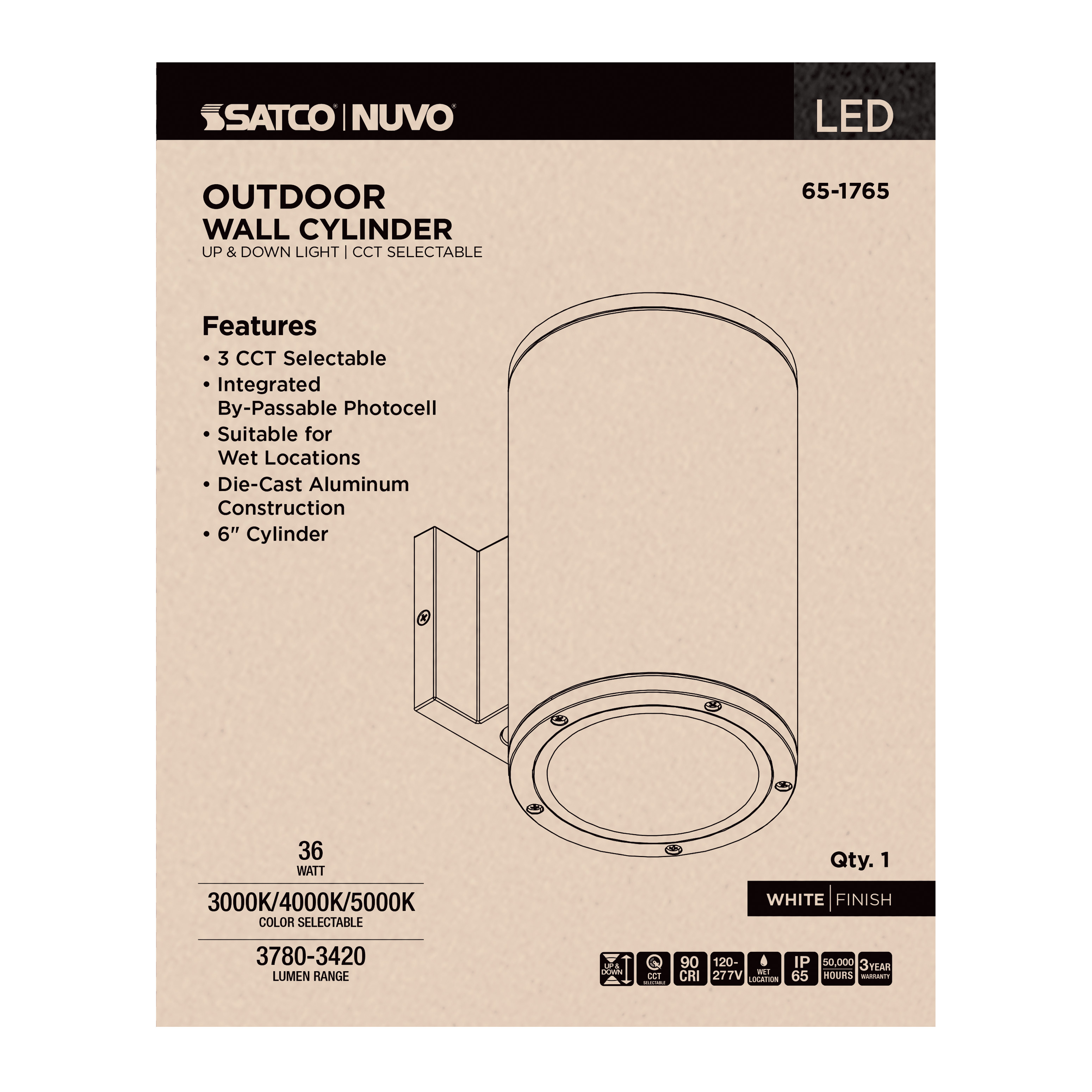 2 LT LED LG UP & DOWN SCONCE - 65-1765