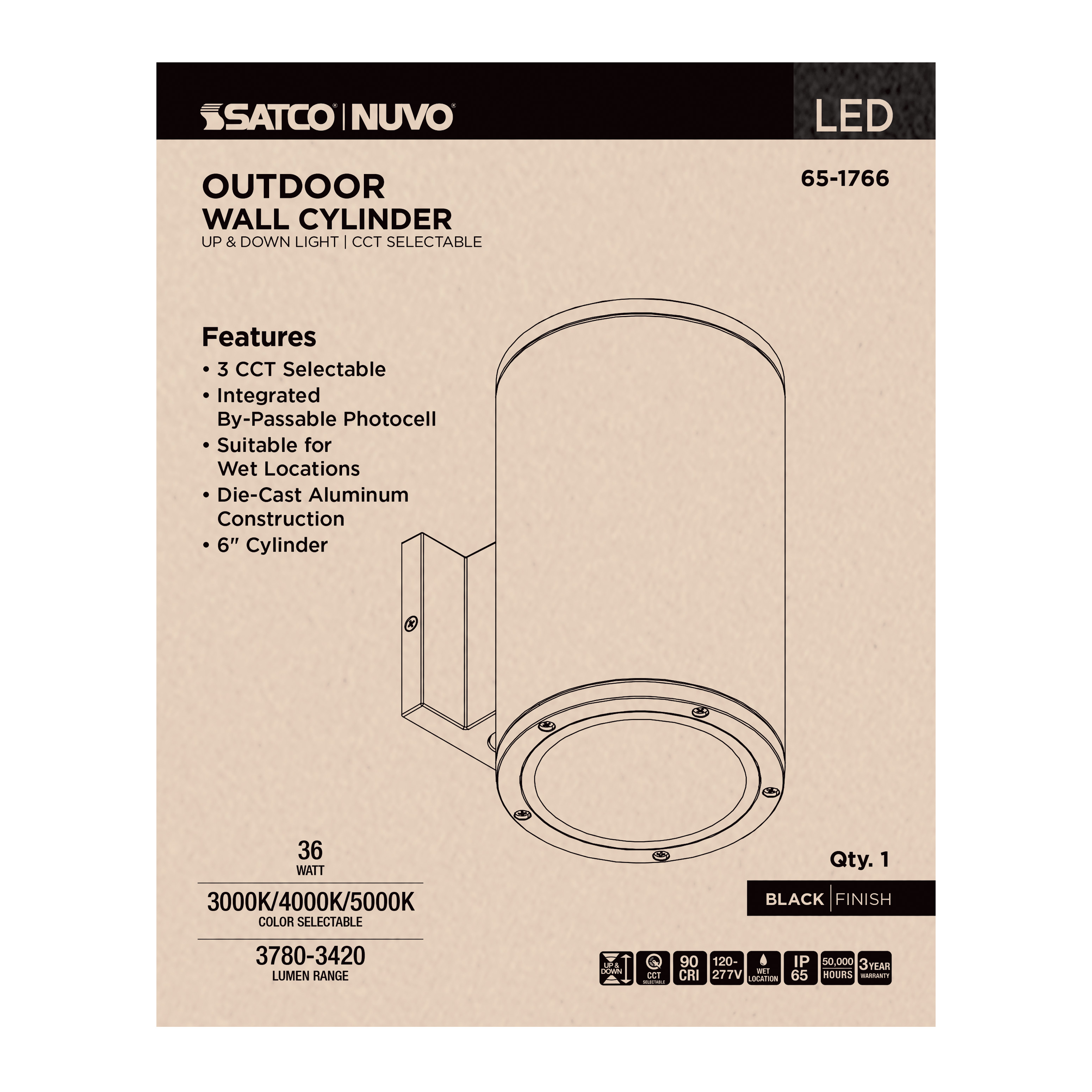 2 LT LED LG UP & DOWN SCONCE - 65-1766