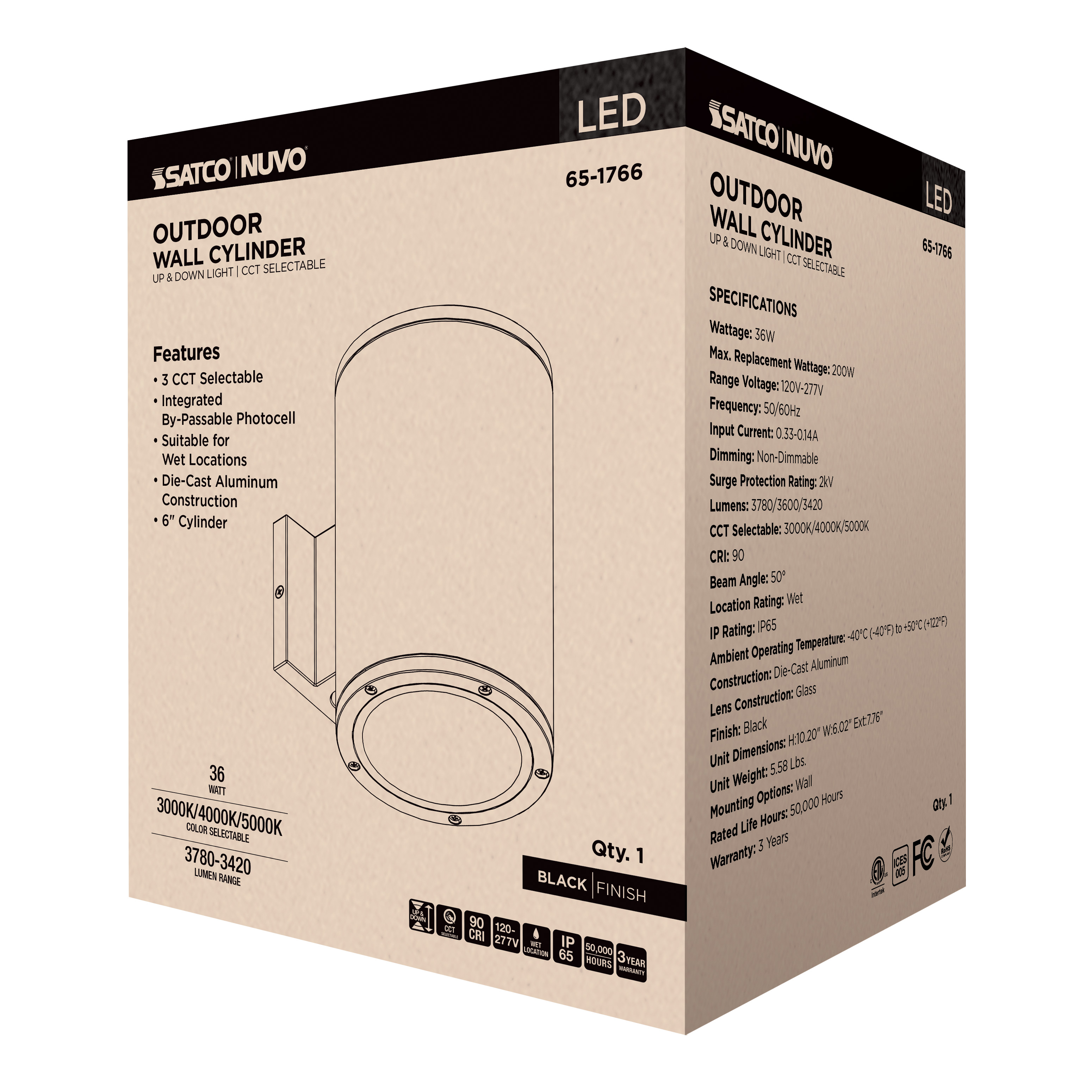2 LT LED LG UP & DOWN SCONCE - 65-1766