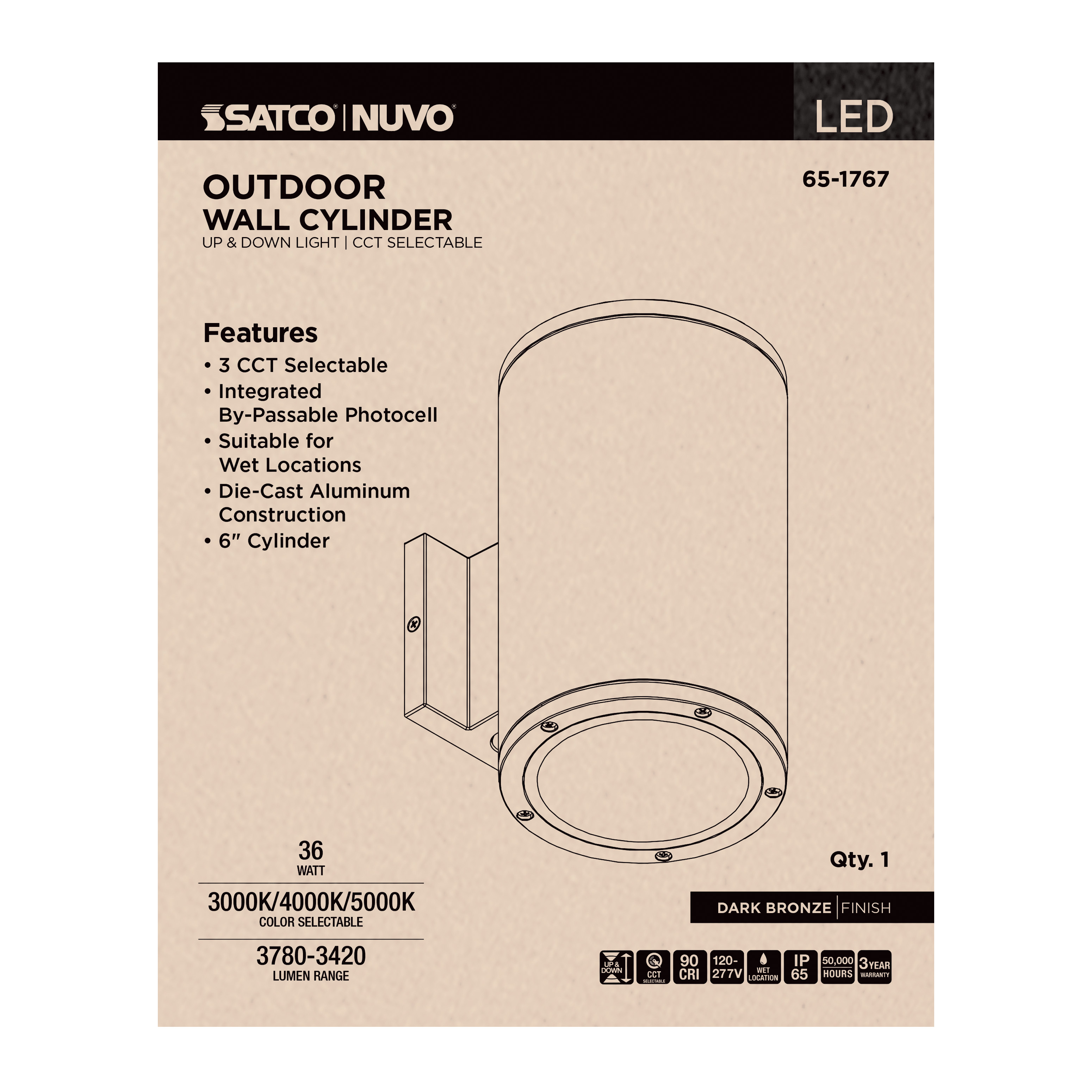 2 LT LED LG UP & DOWN SCONCE - 65-1767