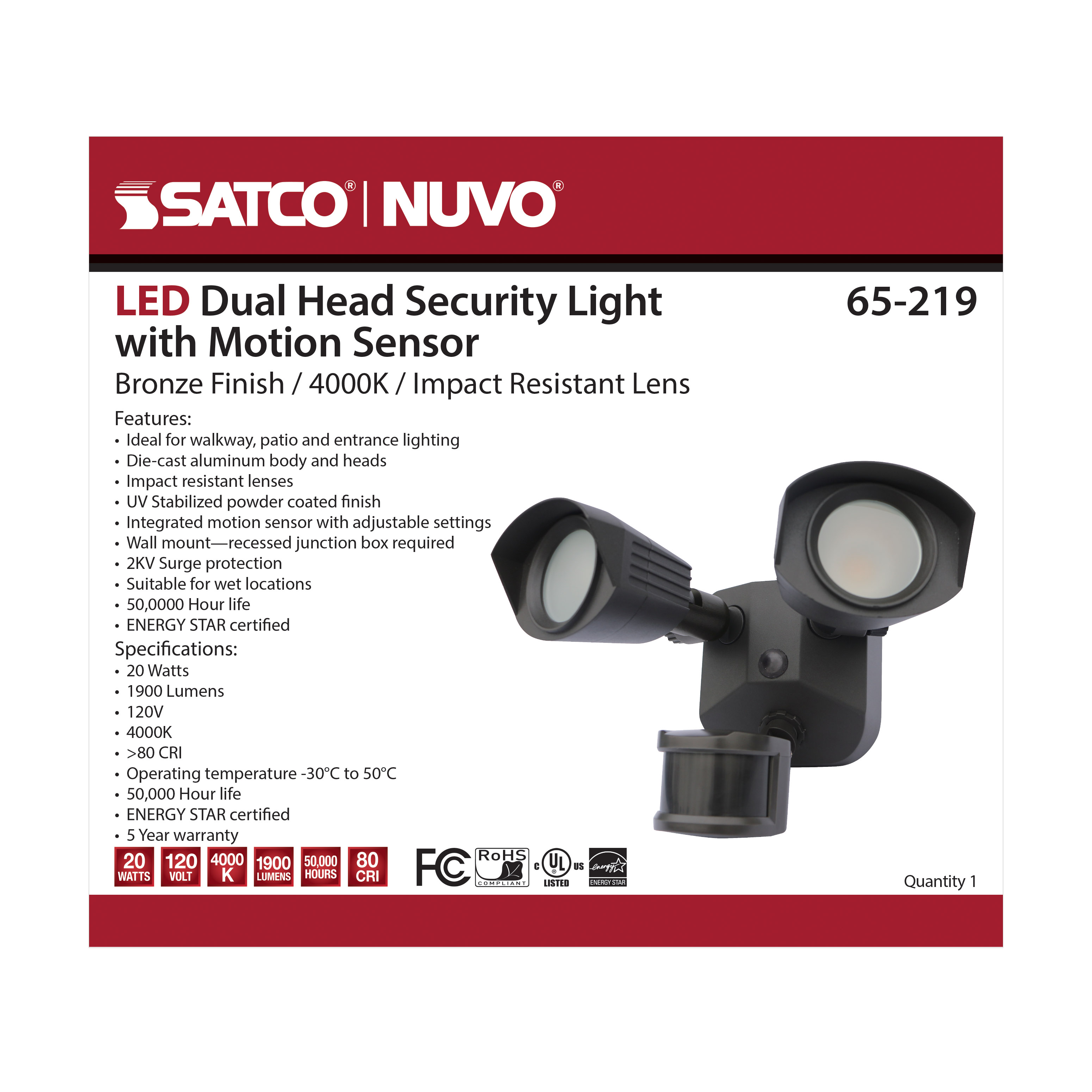 LED DUAL HEAD SECURITY LIGHT - 65-219