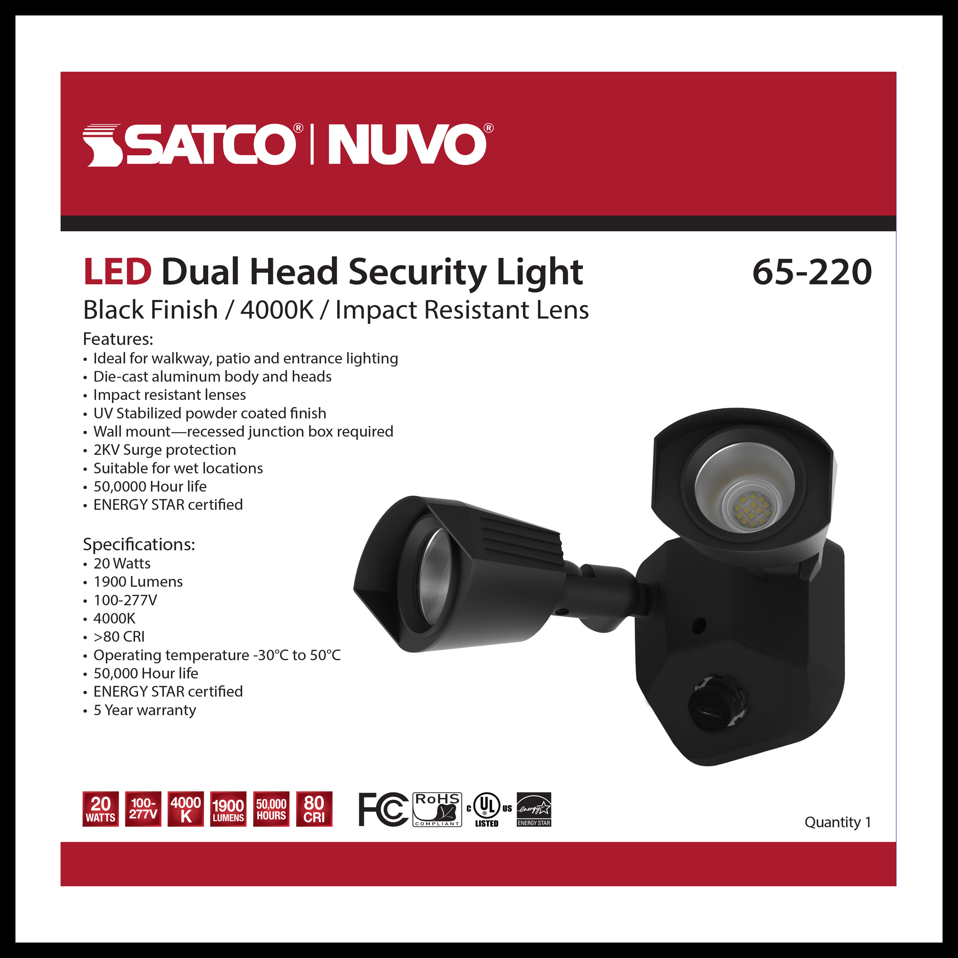 LED DUAL HEAD SECURITY LIGHT - 65-220