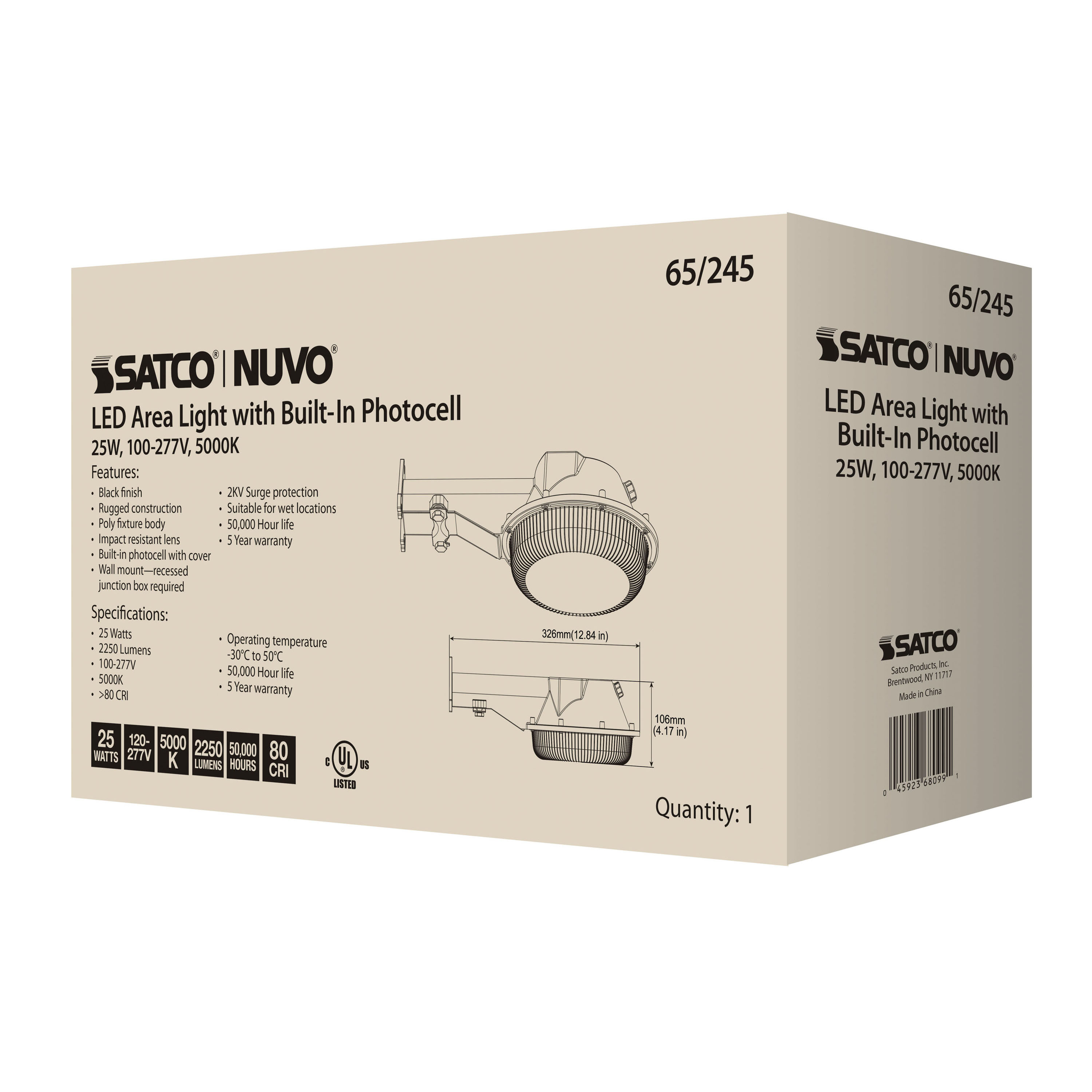 25W LED AREA LIGHT W/PHOTOCELL - 65-245