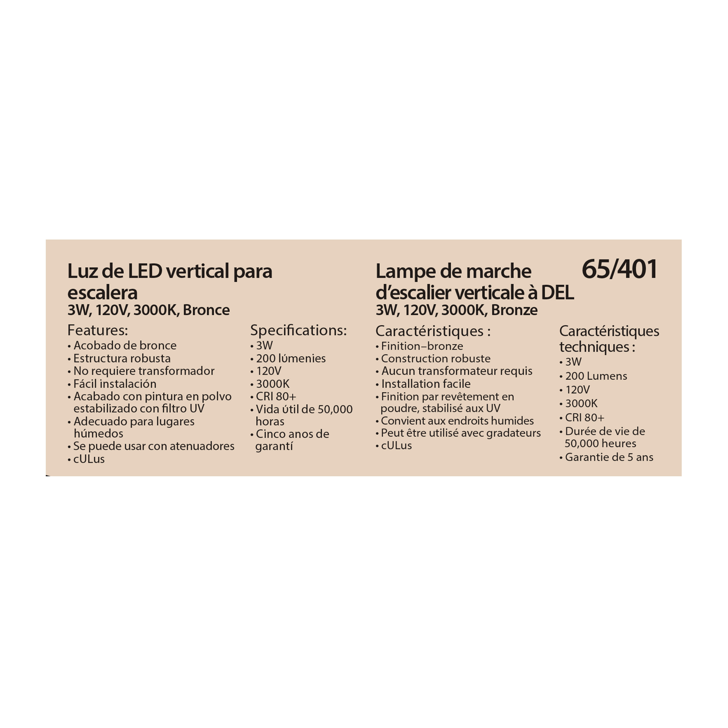 LED 3W VERTICAL STEP LIGHT - 65-401