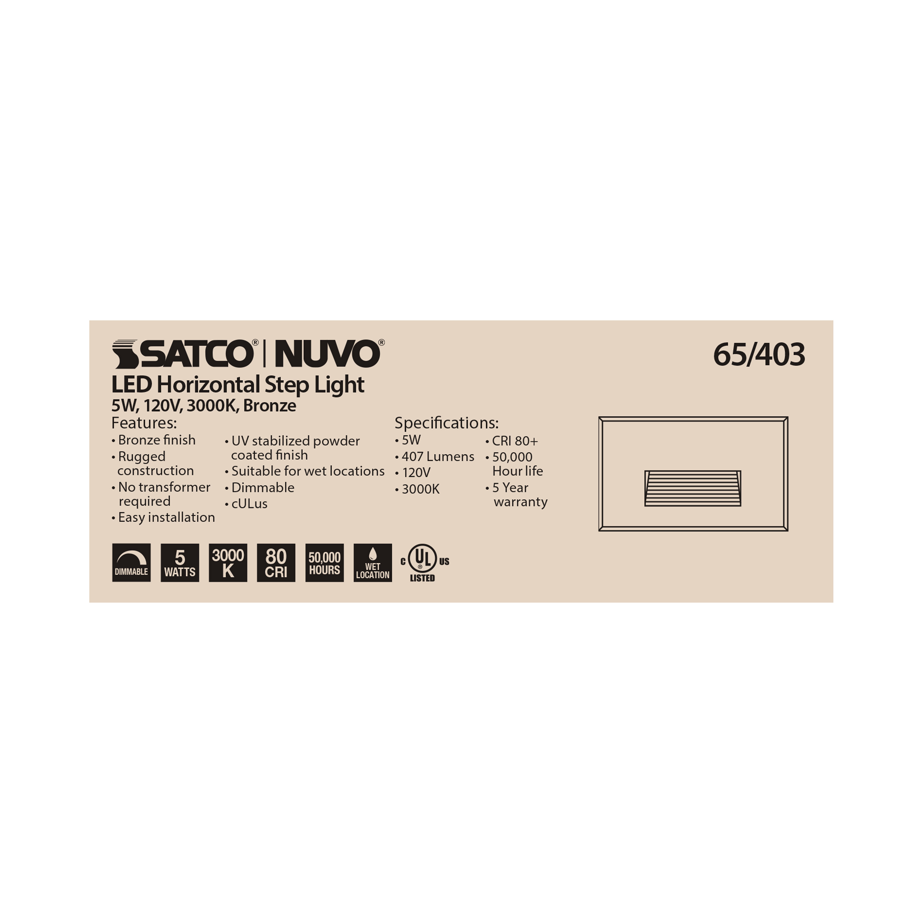 LED 5W HORIZONTAL STEP LIGHT - 65-403