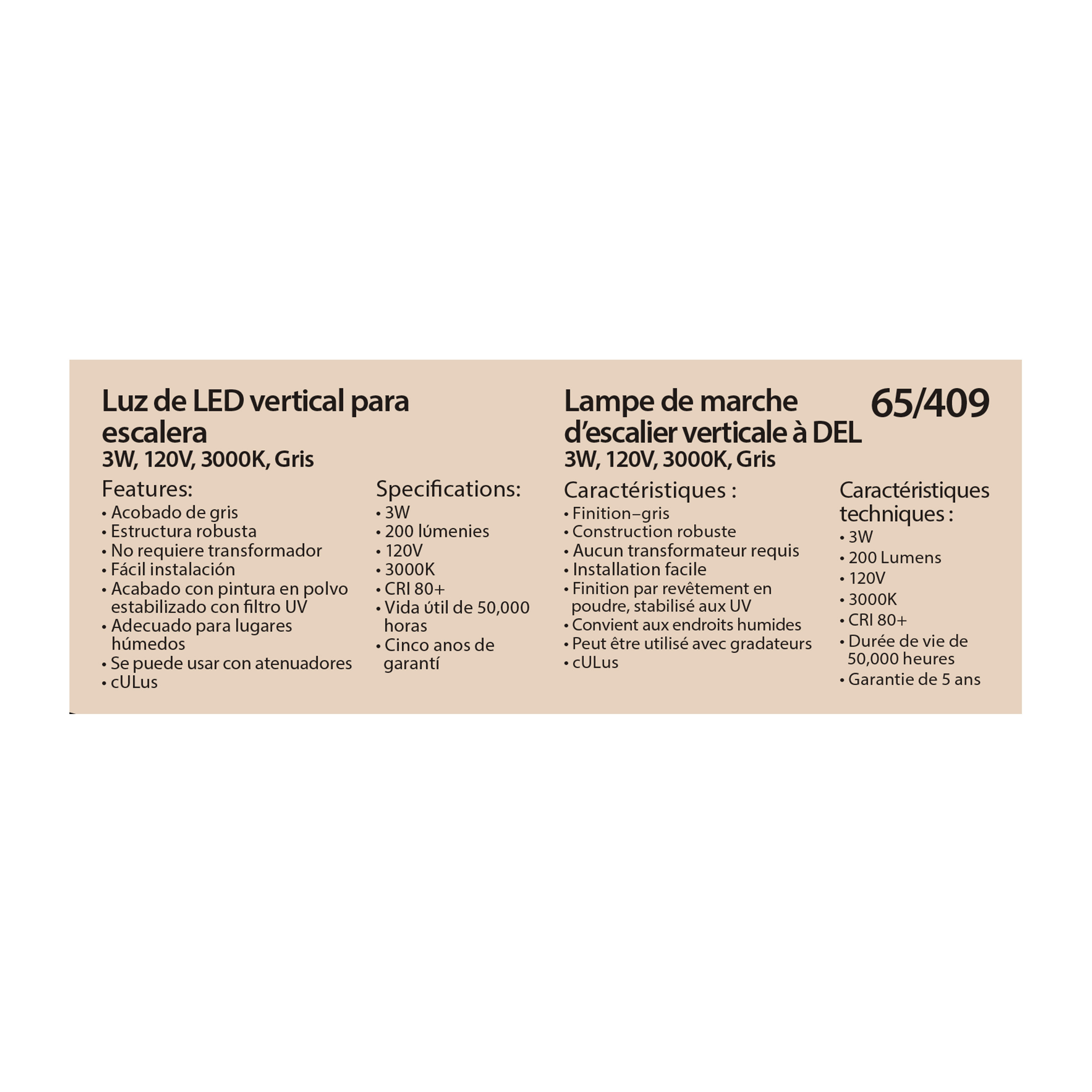 LED 3W VERTICAL STEP LIGHT - 65-409