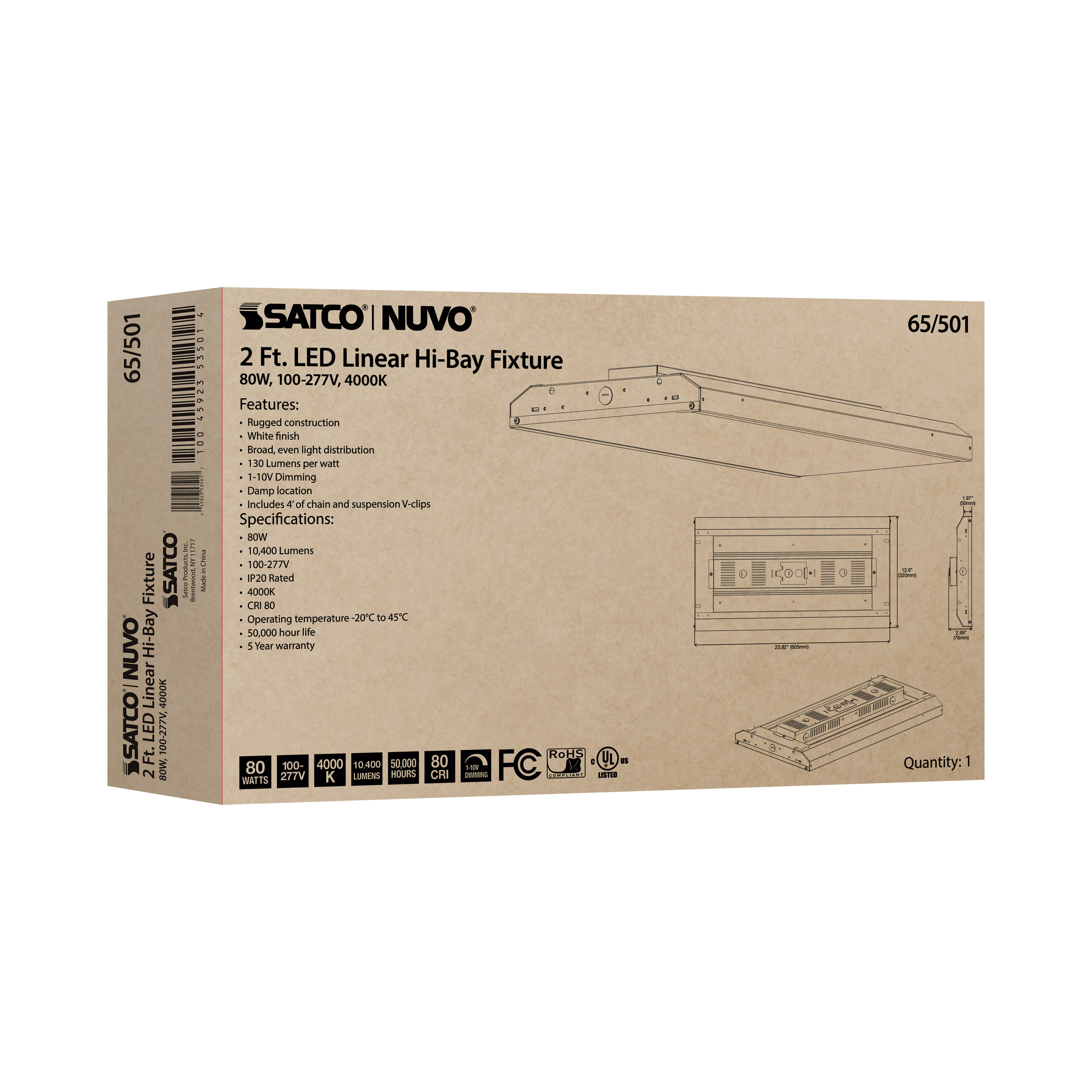 80W LED 2FT LINEAR HI-BAY - 65-501