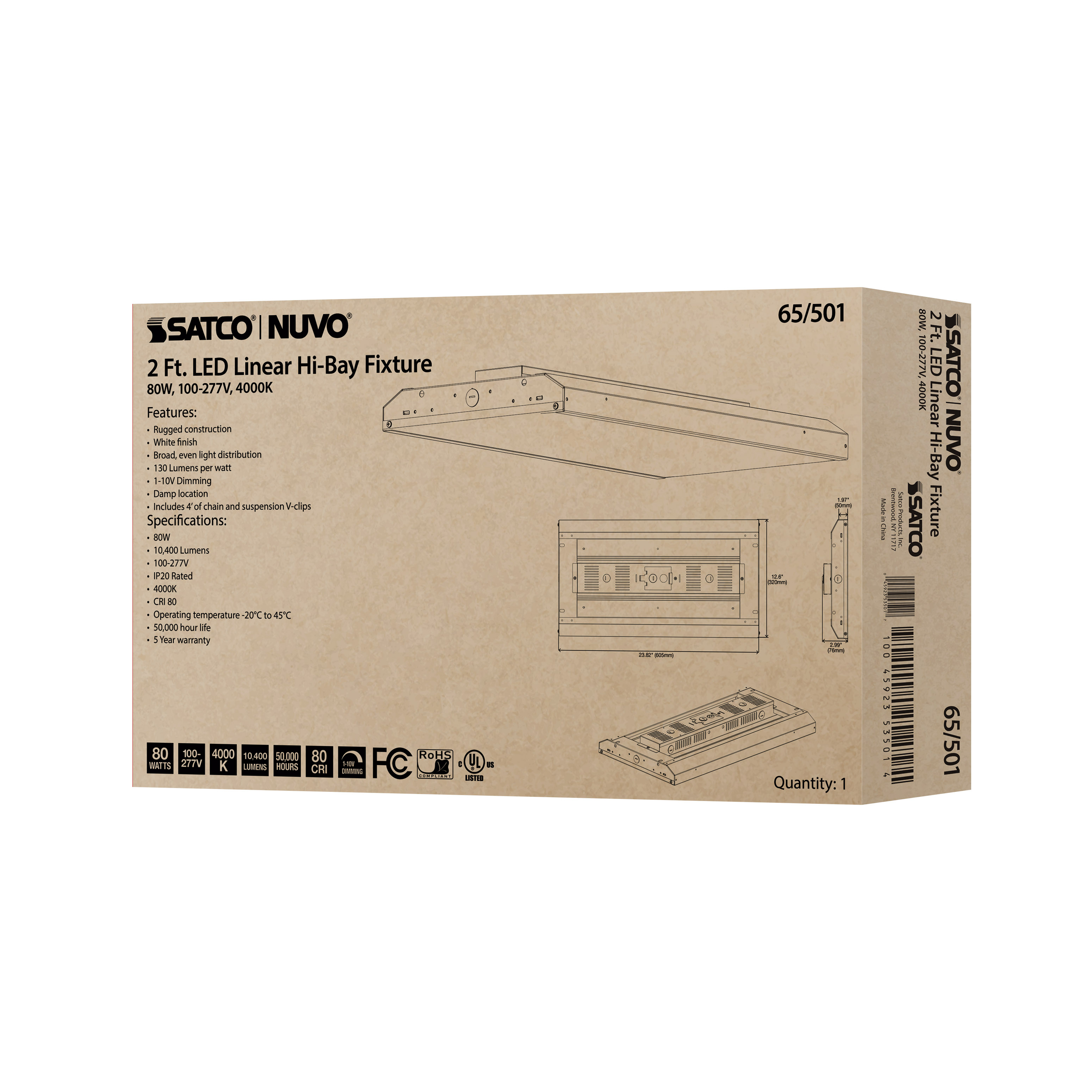 80W LED 2FT LINEAR HI-BAY - 65-501