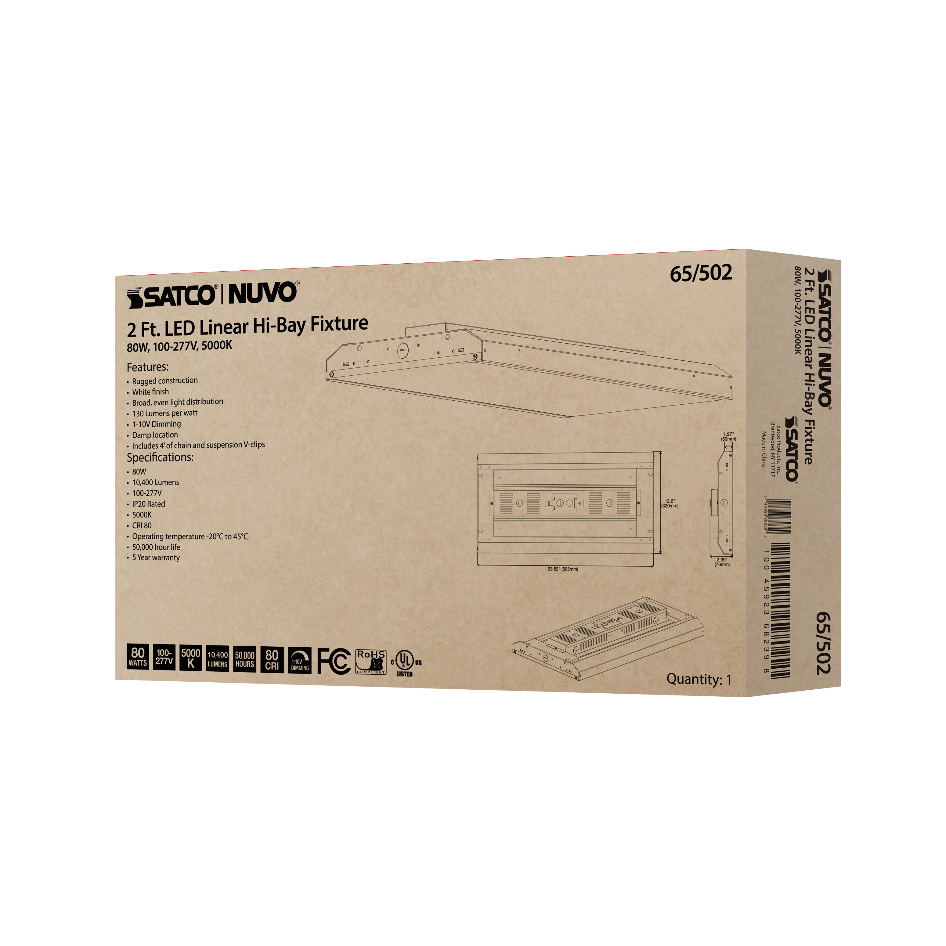 80W LED 2FT LINEAR HI-BAY - 65-502