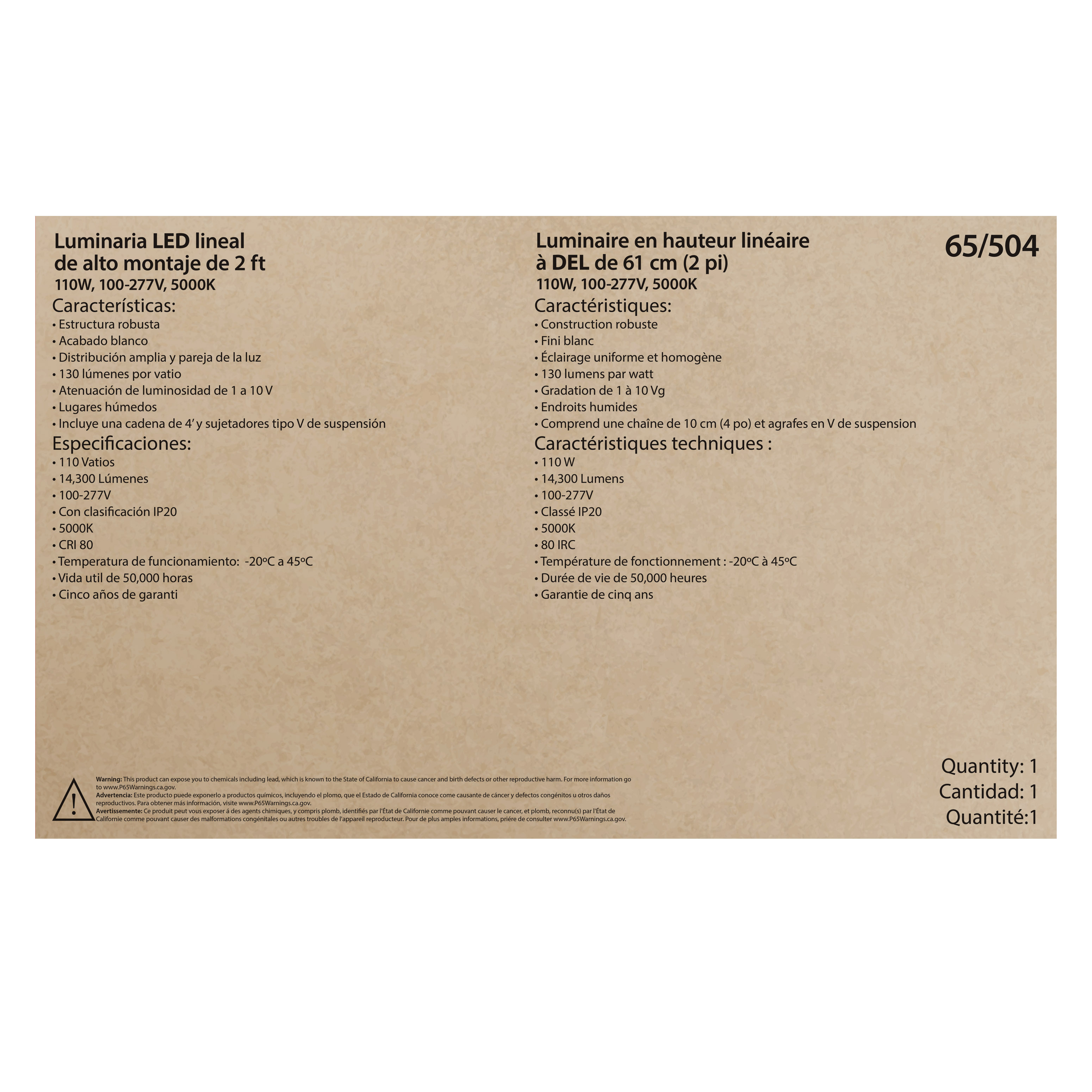 110W LED 2FT LINEAR HI-BAY - 65-504