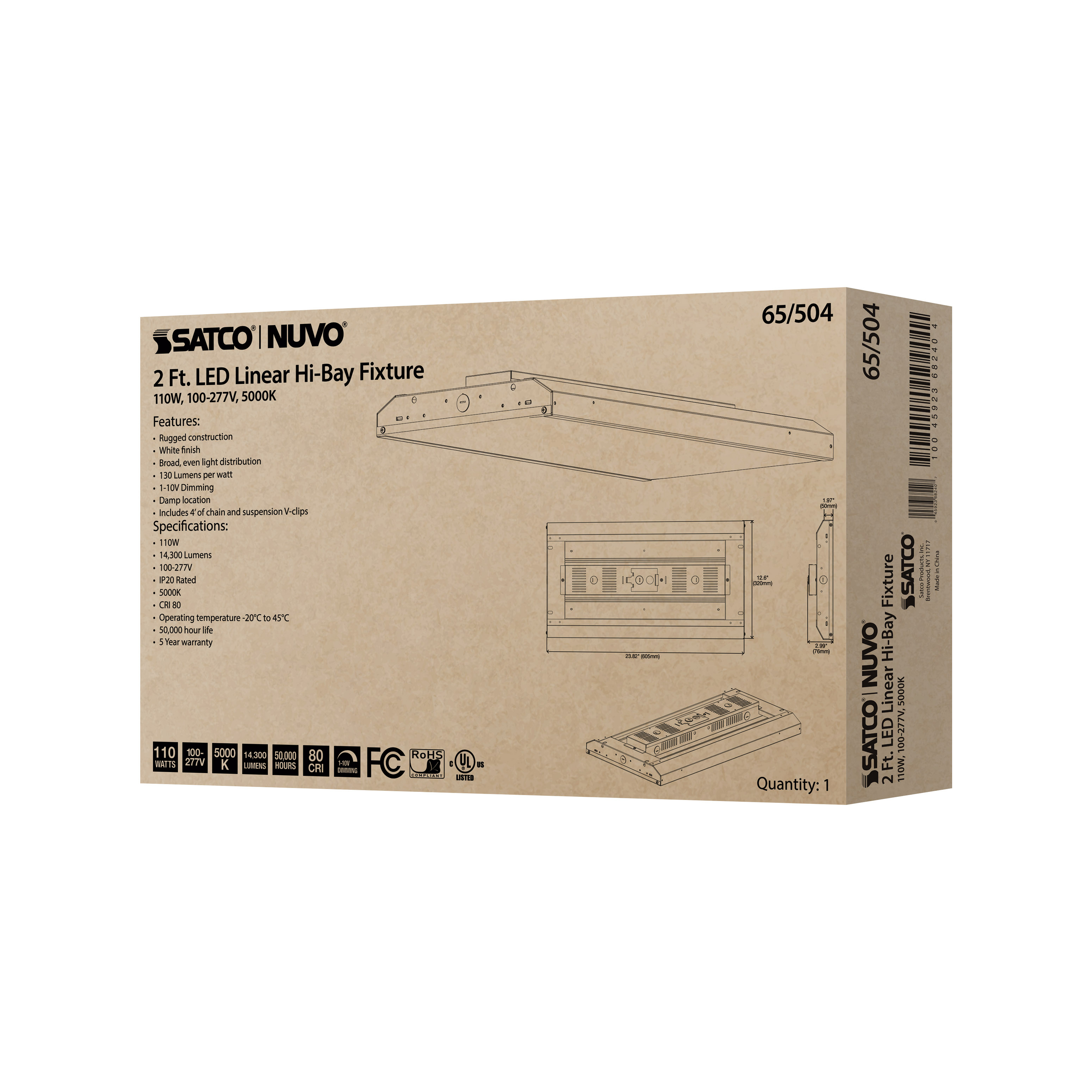 110W LED 2FT LINEAR HI-BAY - 65-504