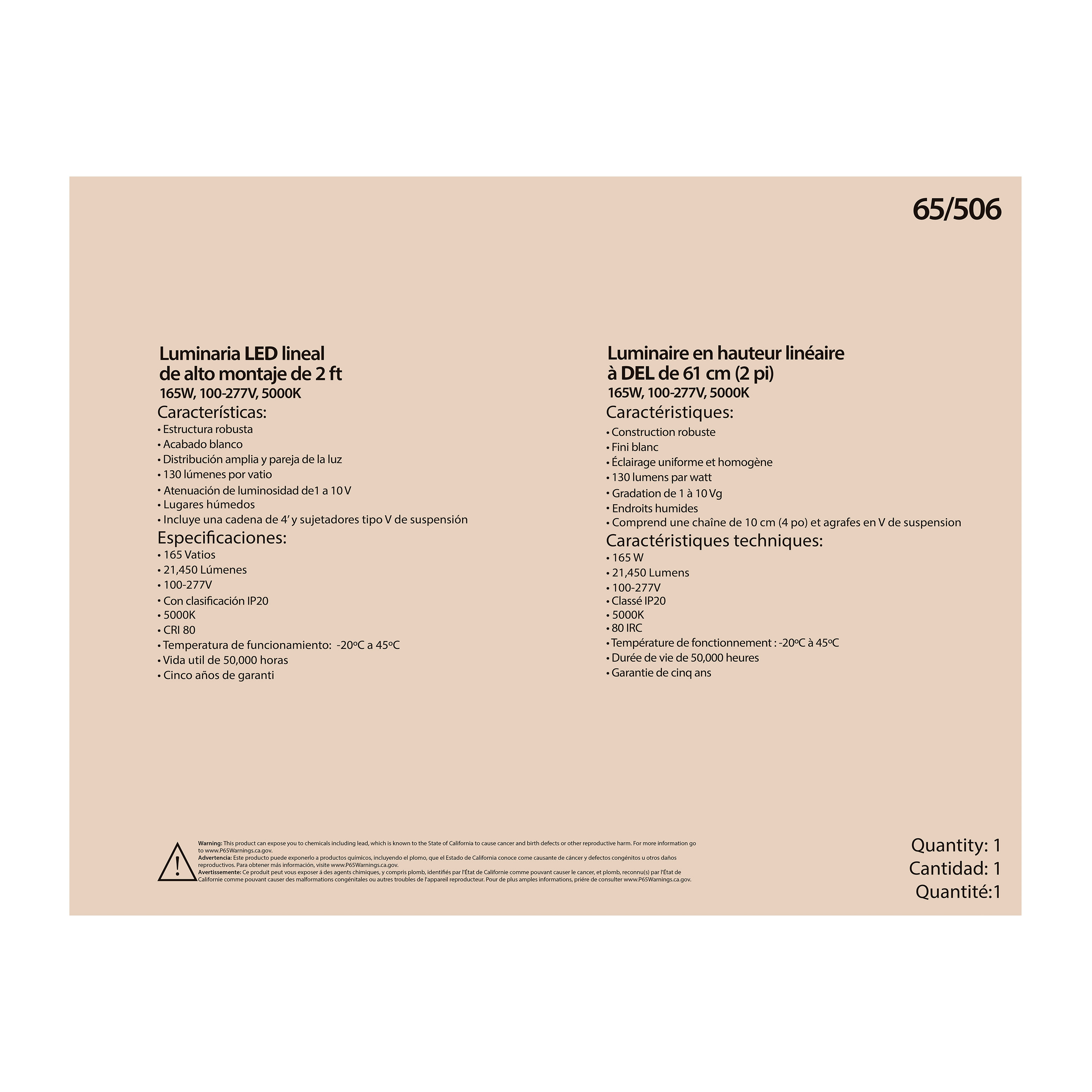 165W LED 2FT LINEAR HI-BAY - 65-506