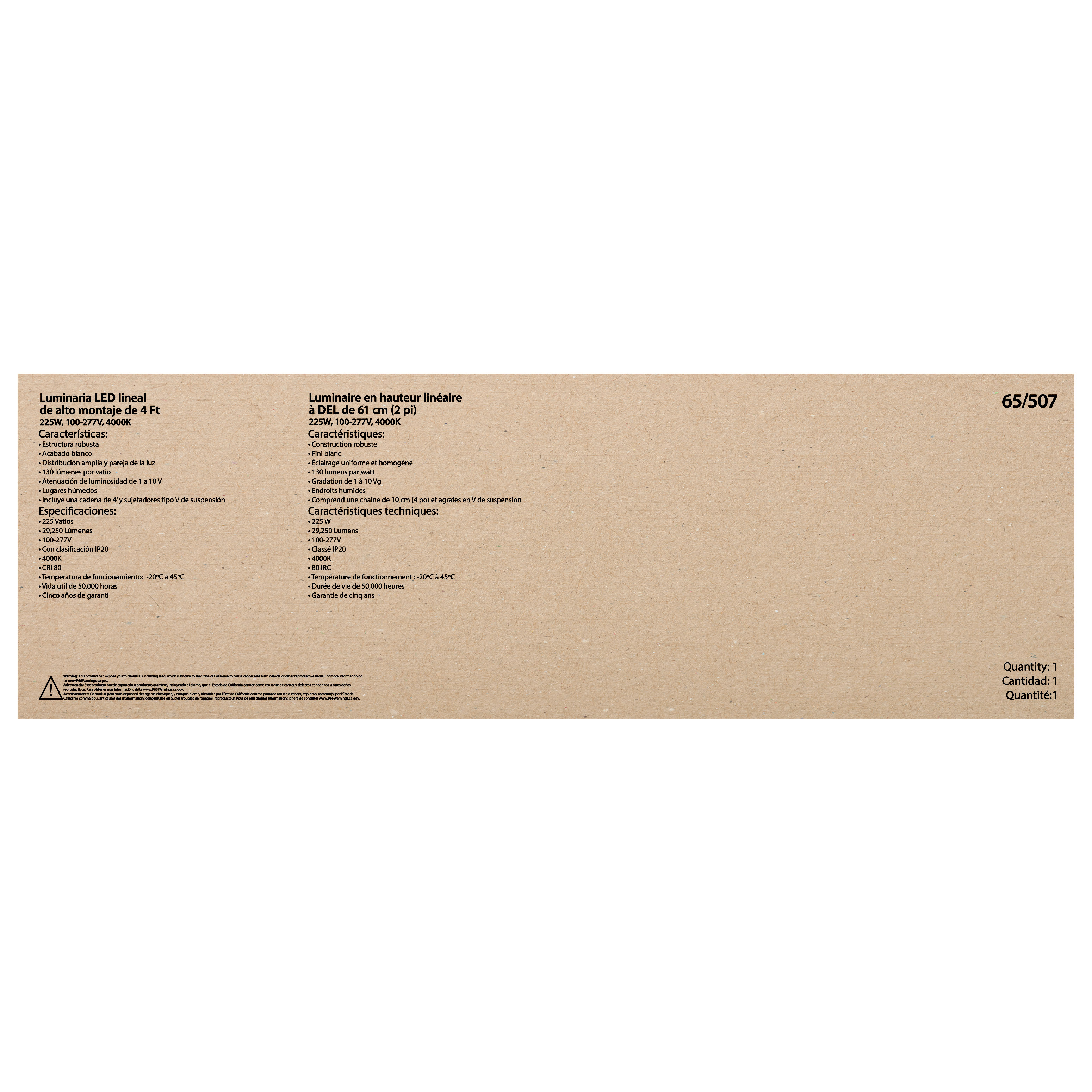 225W LED 4FT LINEAR HI-BAY - 65-507