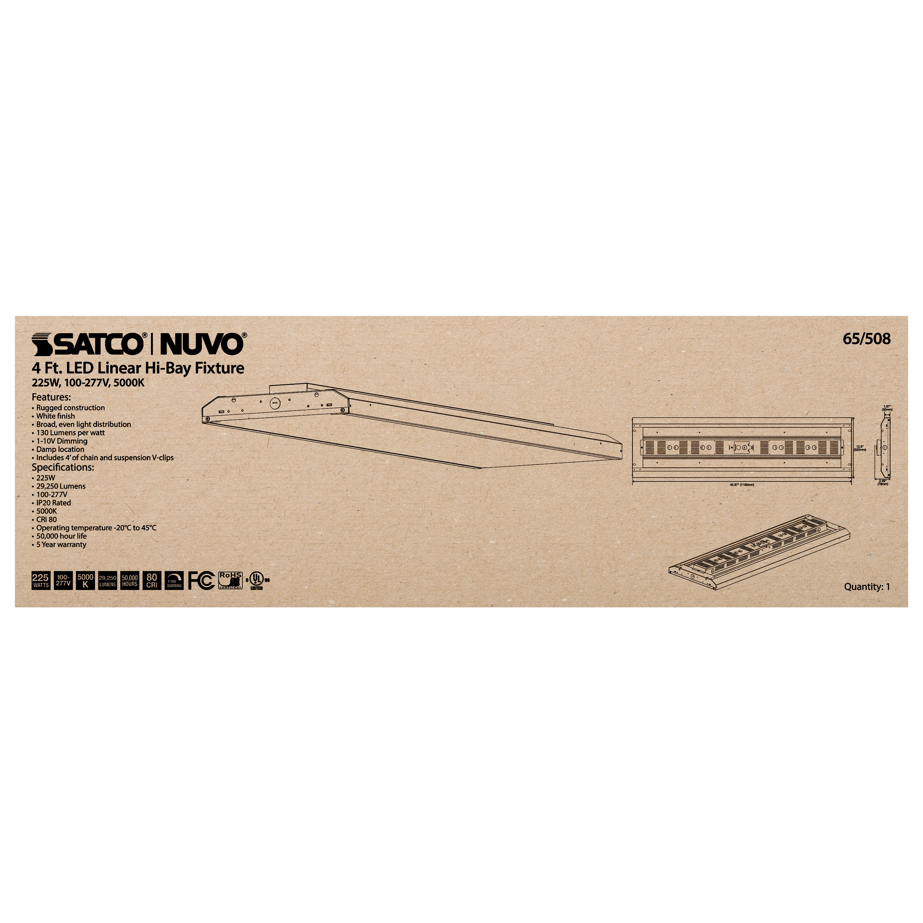 225W LED 4FT LINEAR HI-BAY - 65-508