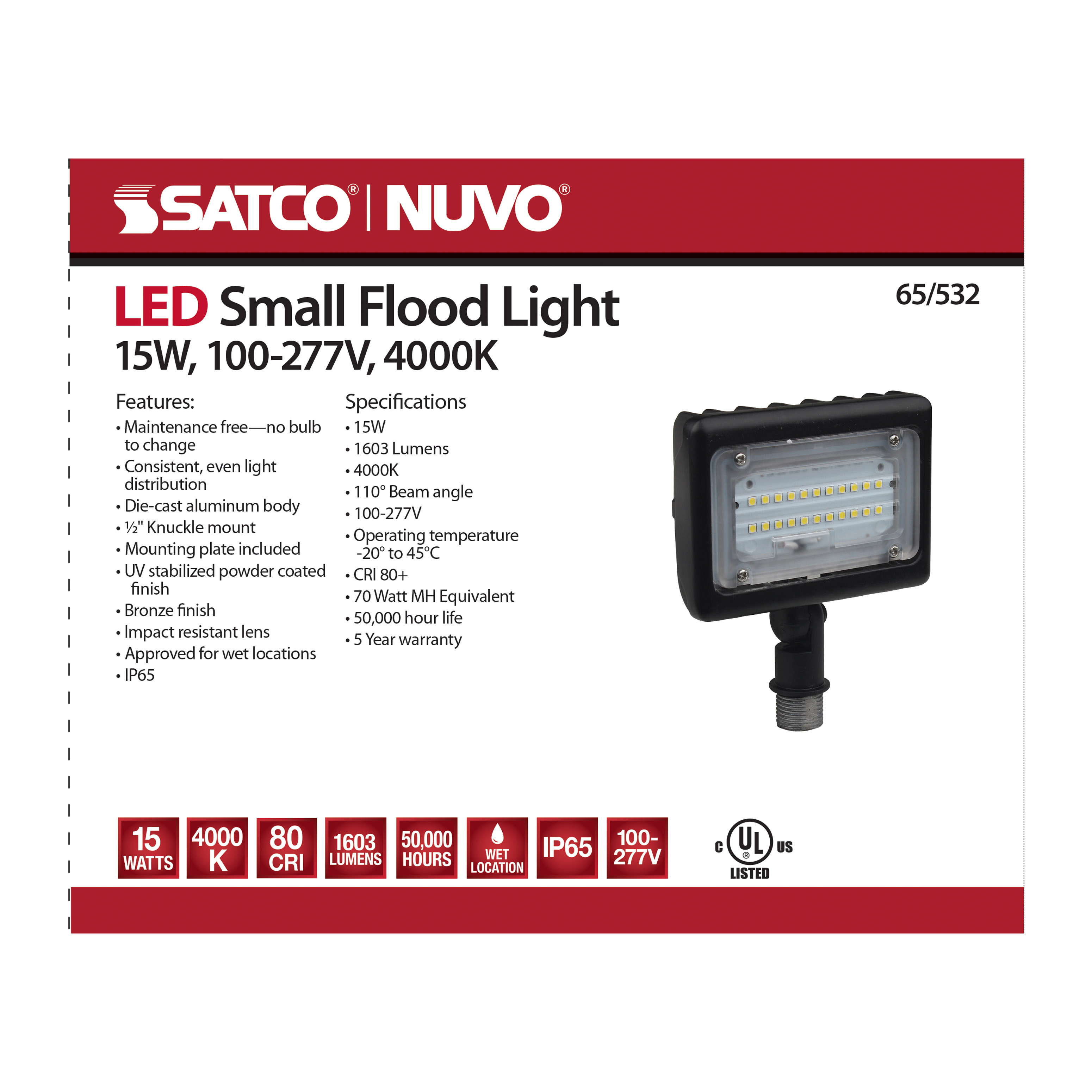 LED 15W SMALL FLOOD LIGHT - 65-532