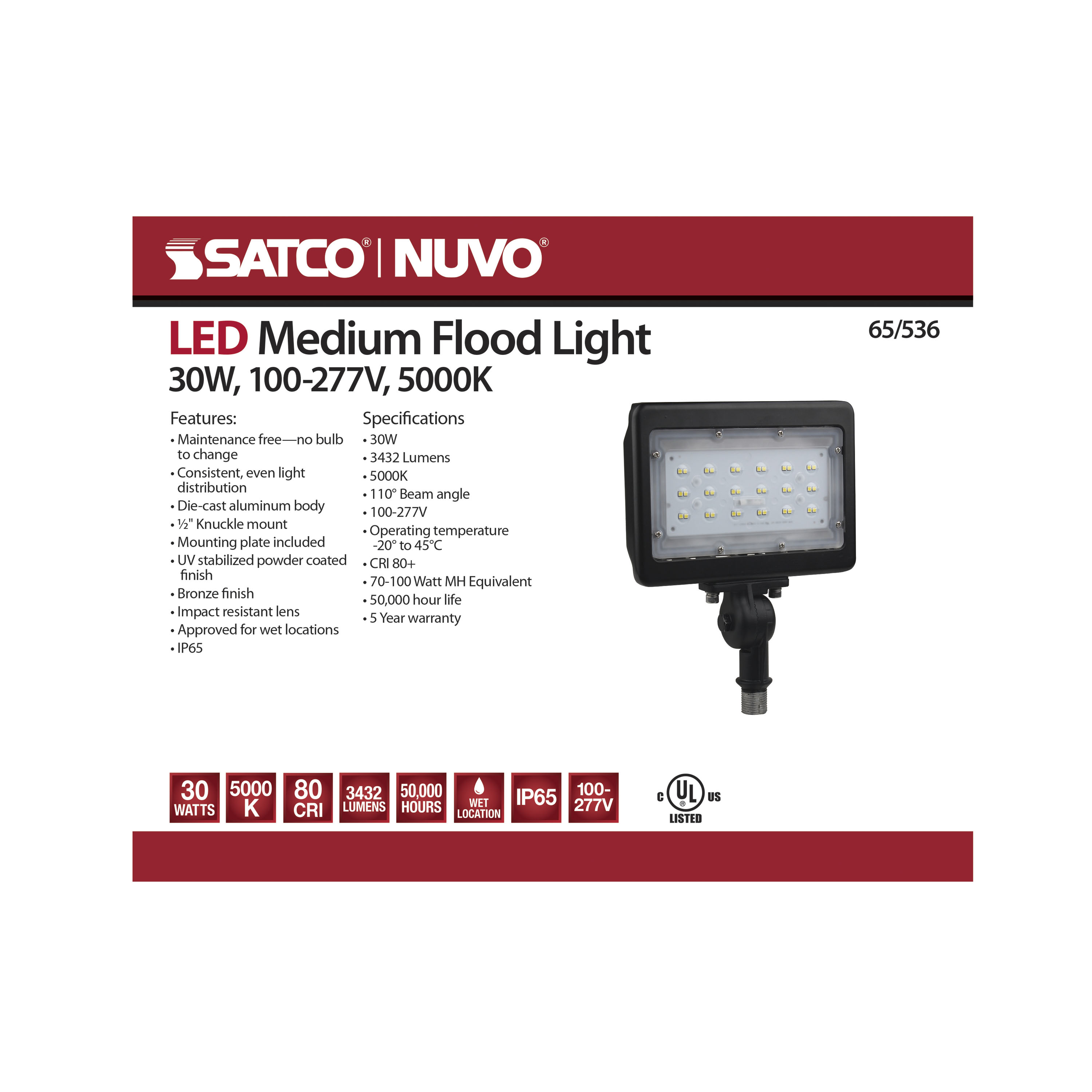 LED 30W MEDIUM FLOOD LIGHT - 65-536
