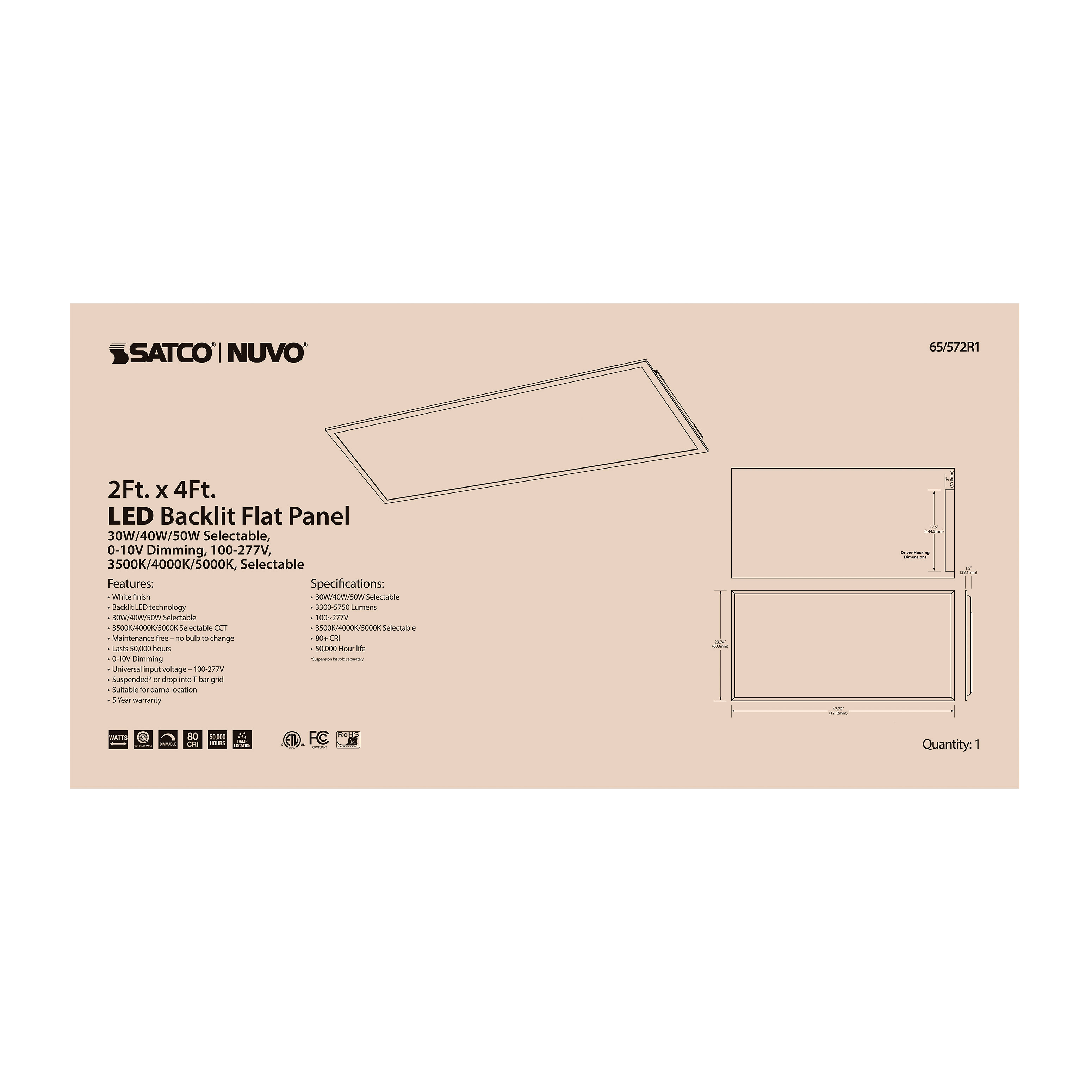 2X4 LED BACKLIT FLAT PANEL - 65-572R1