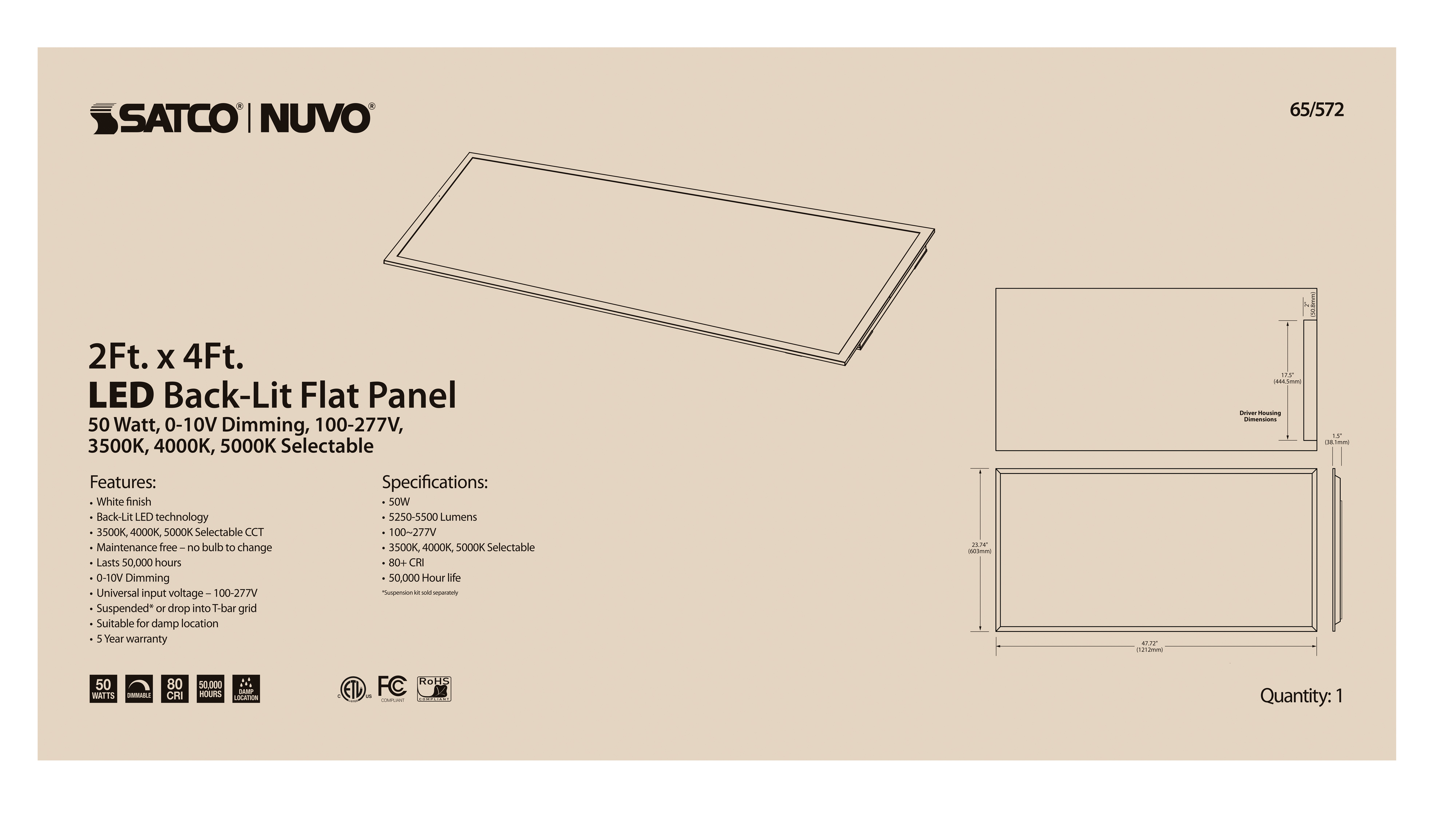 2X4 LED BACKLIT FLAT PANEL - 65-572