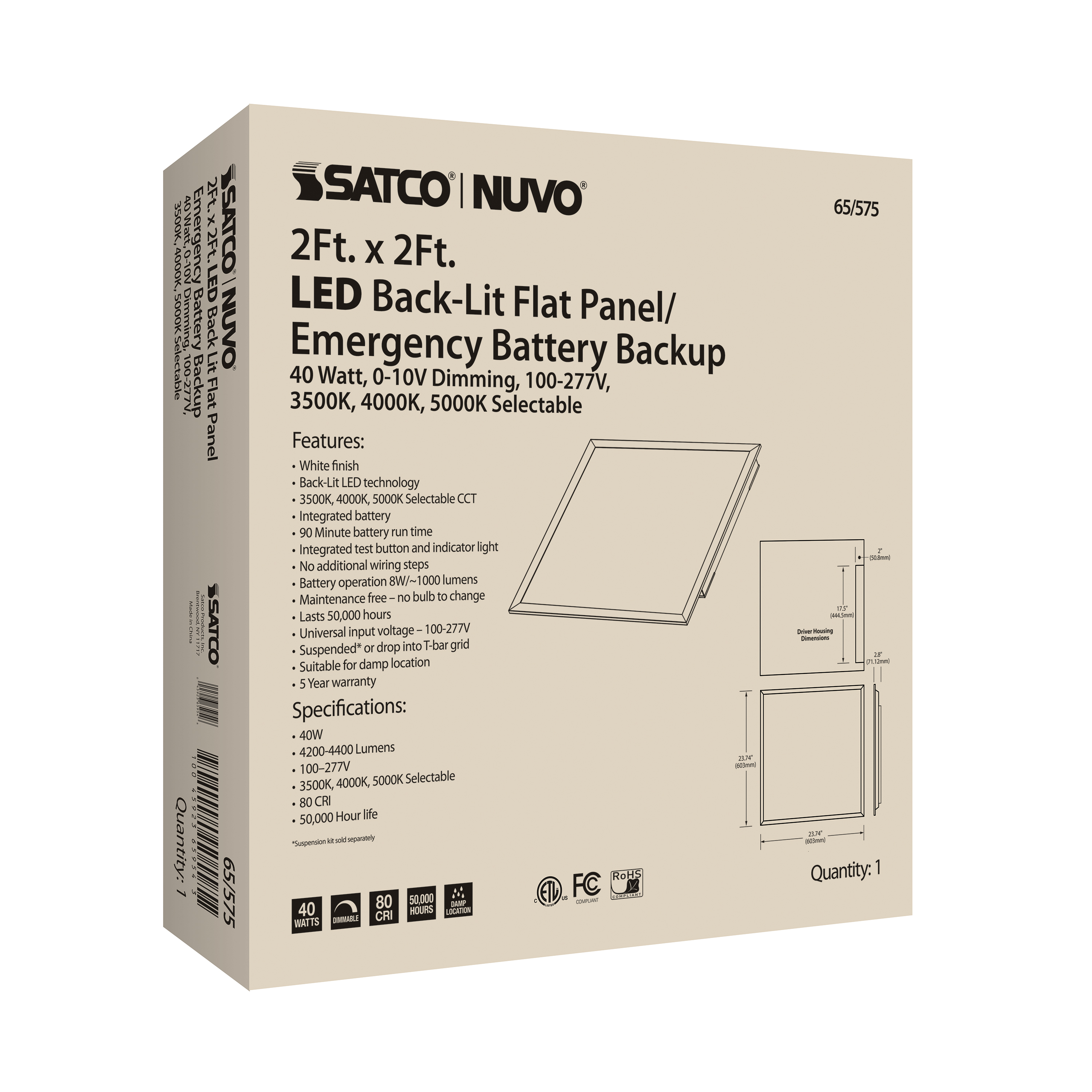 2X2 LED EM BACKLIT FLAT PANEL - 65-575