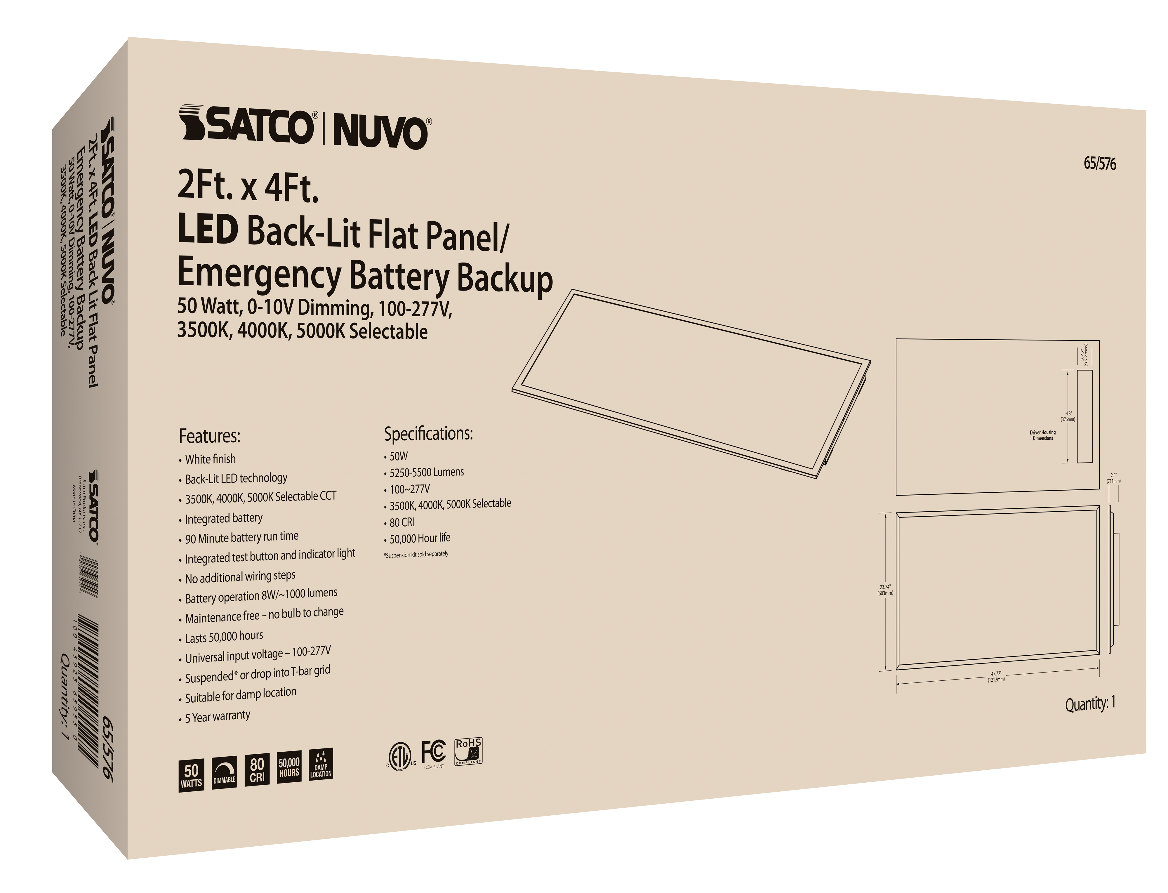 2X4 LED EM BACKLIT FLAT PANEL - 65-576